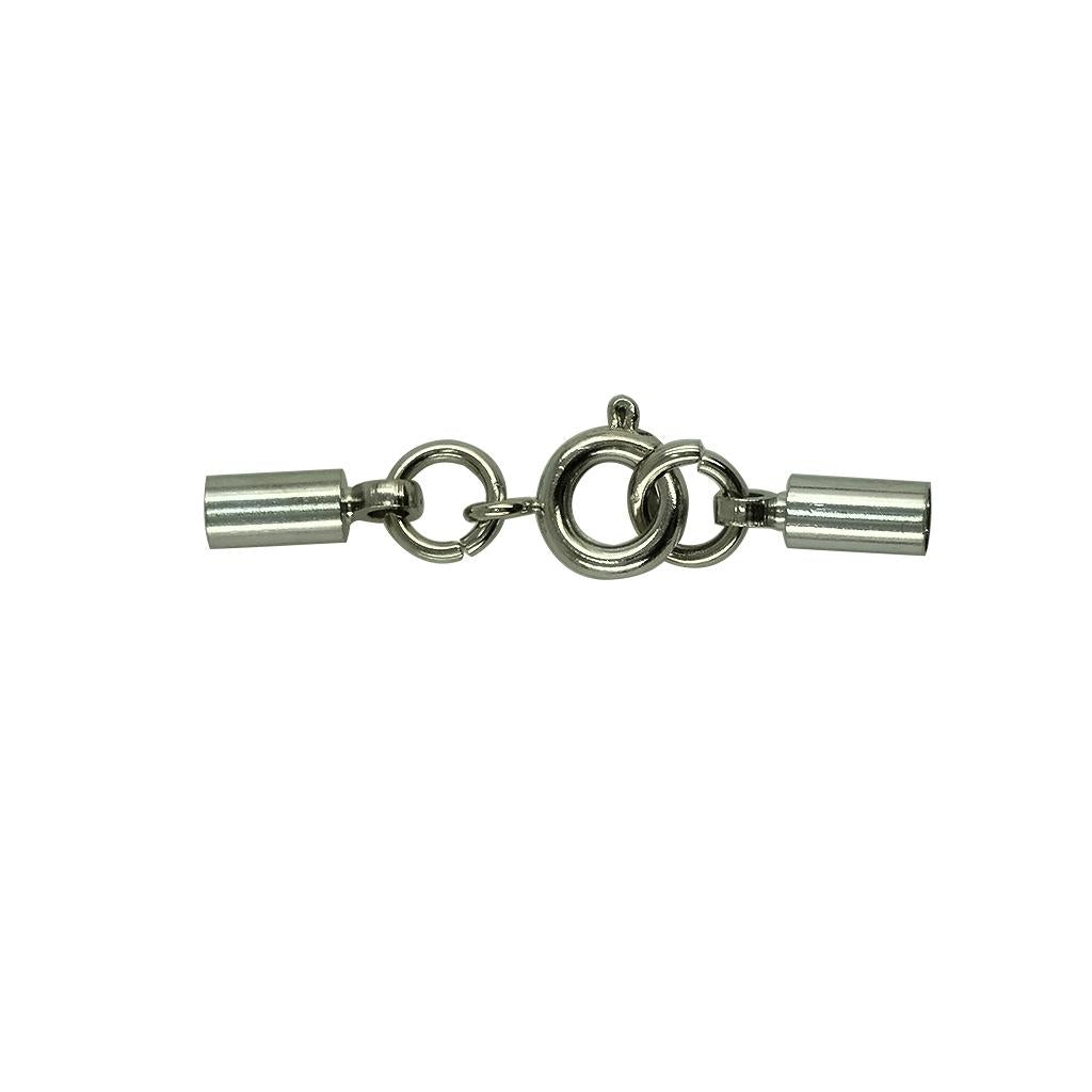 3x12pcs Round Spring Clasp Crimp Tube Bell Ends Jewelry DIY 4mm Silver