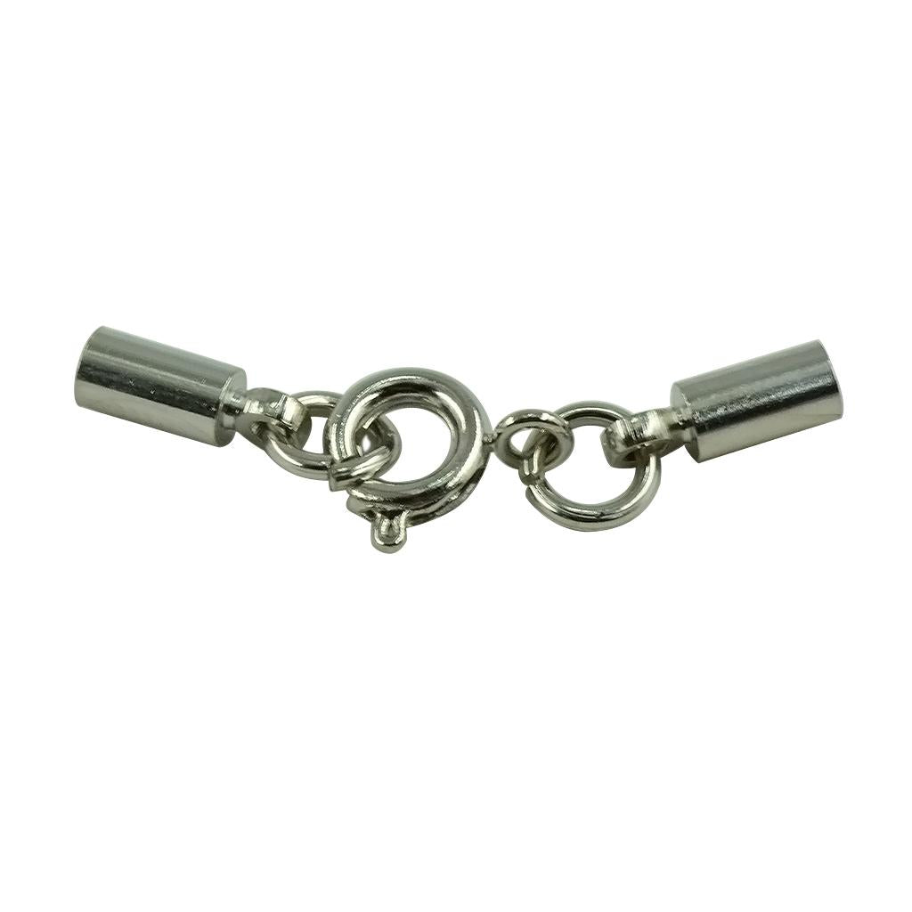 2x12pcs Round Spring Clasp Crimp Tube Bell Ends Jewelry DIY 4mm Silver