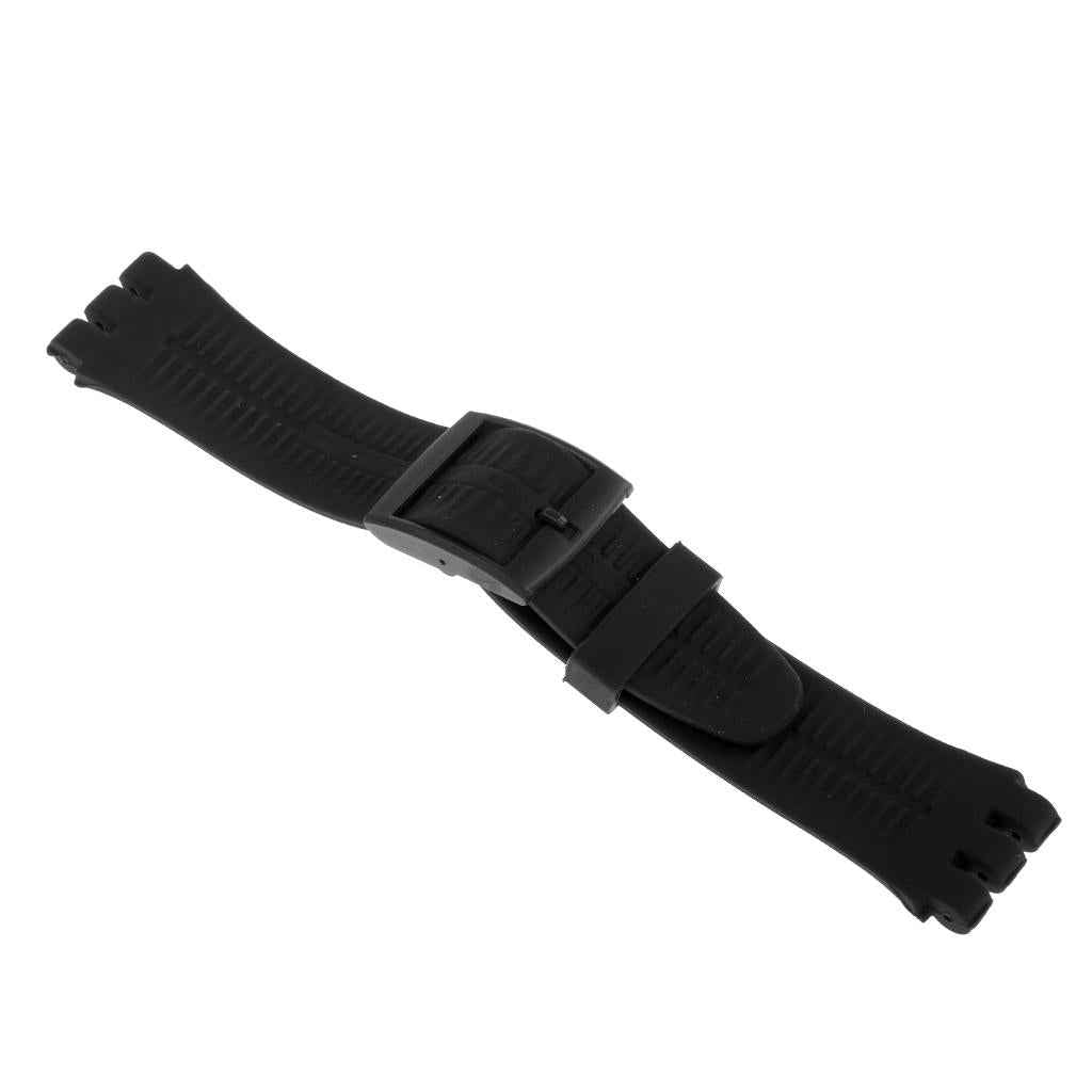 19mm Silicone Rubber Replacement Watch Bands Waterproof Black