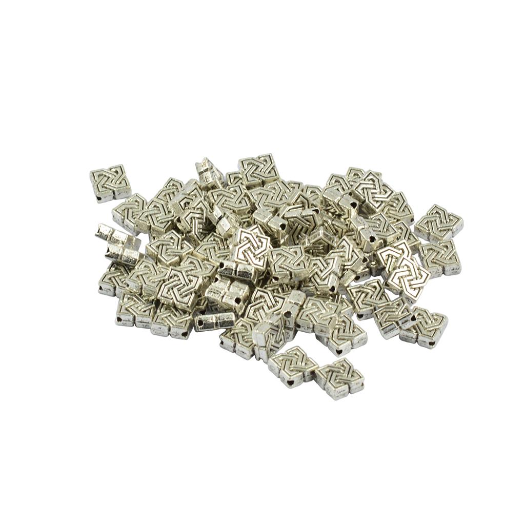2x100 Pieces Tibetan Silver 7mm Celtic Symbol Square Spacer Beads DIY Making