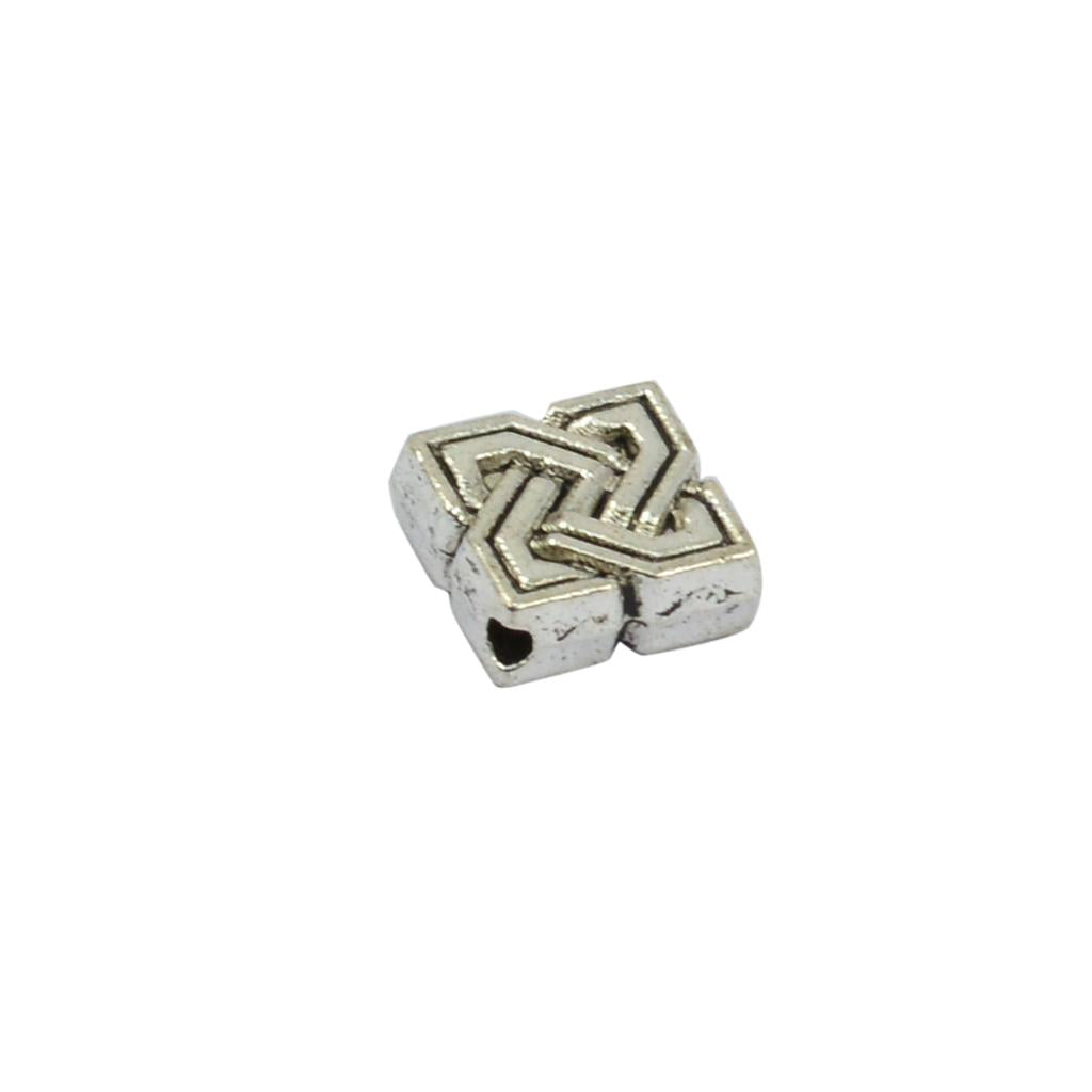 2x100 Pieces Tibetan Silver 7mm Celtic Symbol Square Spacer Beads DIY Making
