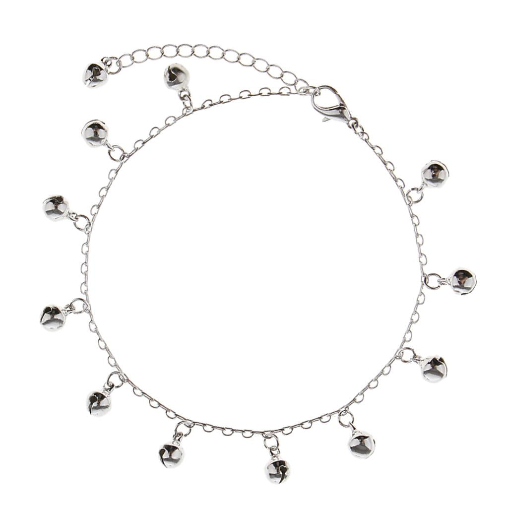 2pcs Fashion Silver Cute Small Bell Anklet Adjustable Women Beach Foot Chain