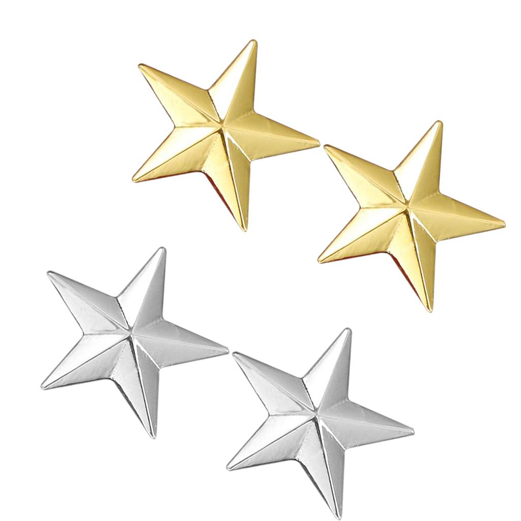 2 Pairs Star Brooch Pins Badge Suit Cloth Clip Shirt Lapel Pin Collar Pin