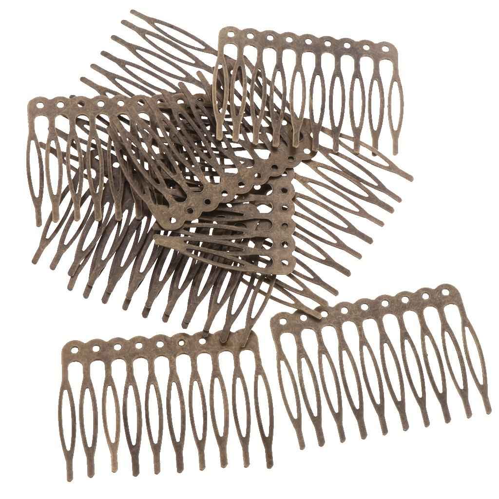 Vintage Blank Metal Hair Comb for Bridal Hair Accessories DIY 5.6cm Bronze