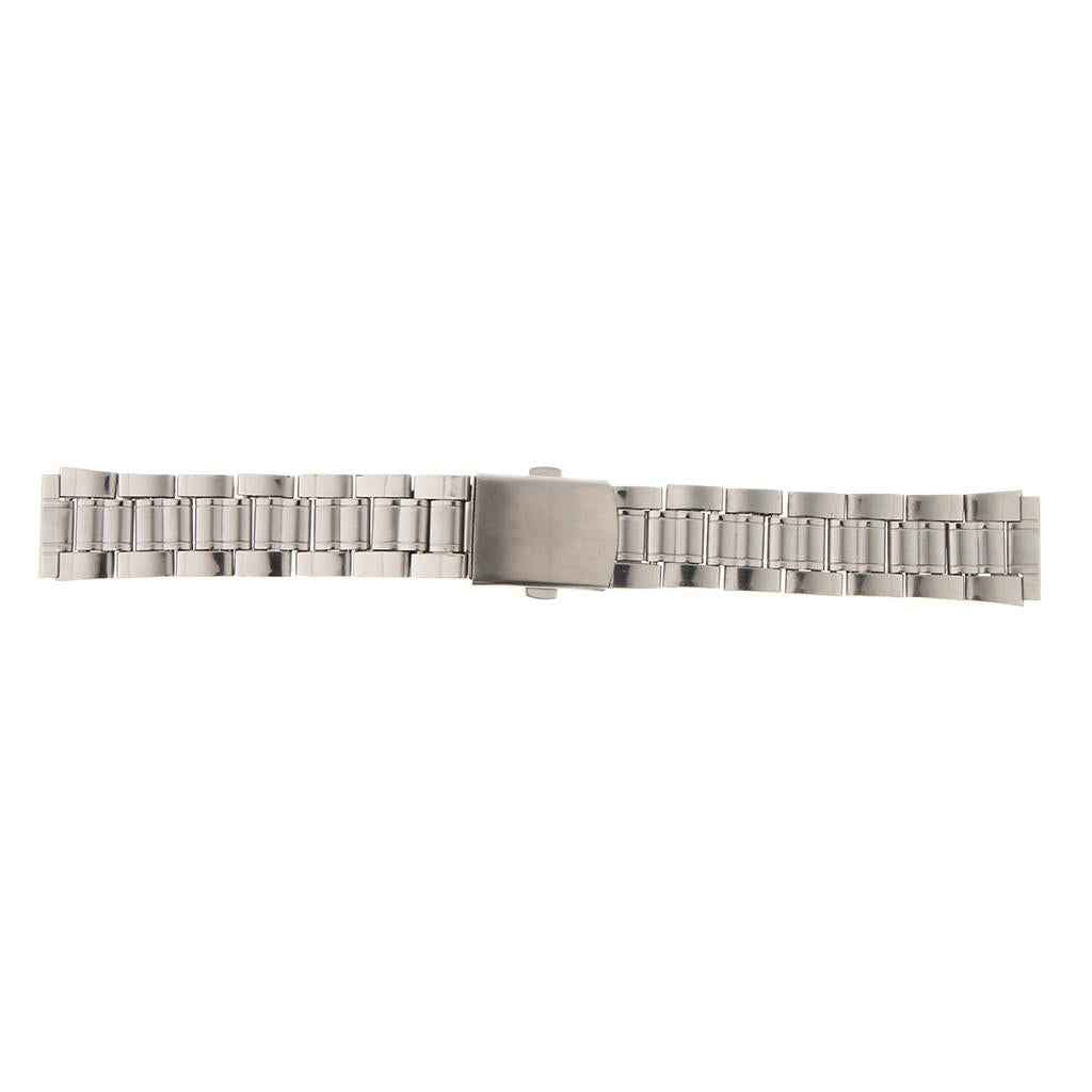 Men Watch Band Solid Stainless Steel Strap Silver Folded Clasp 18mm