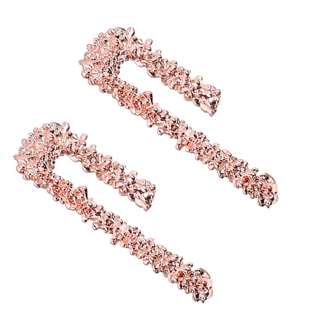 Vintage Geometric Rectangle Dangle Earrings Elegant Lady Ear Studs Rose Gold