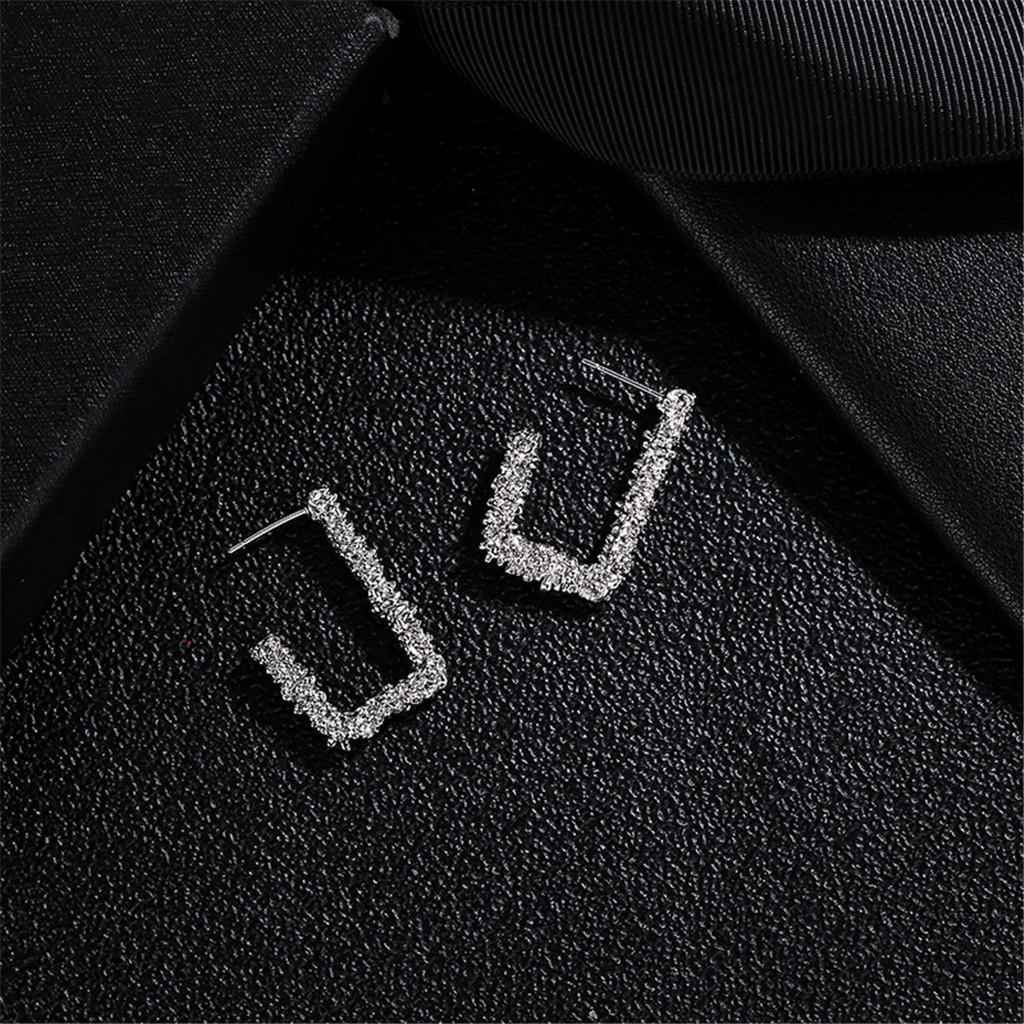 Vintage Geometric Rectangle Dangle Earrings Elegant Lady Ear Studs Rose Gold