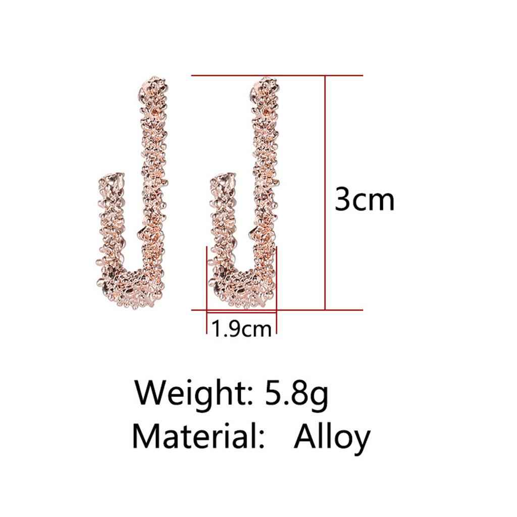 Vintage Geometric Rectangle Dangle Earrings Elegant Lady Ear Studs Rose Gold