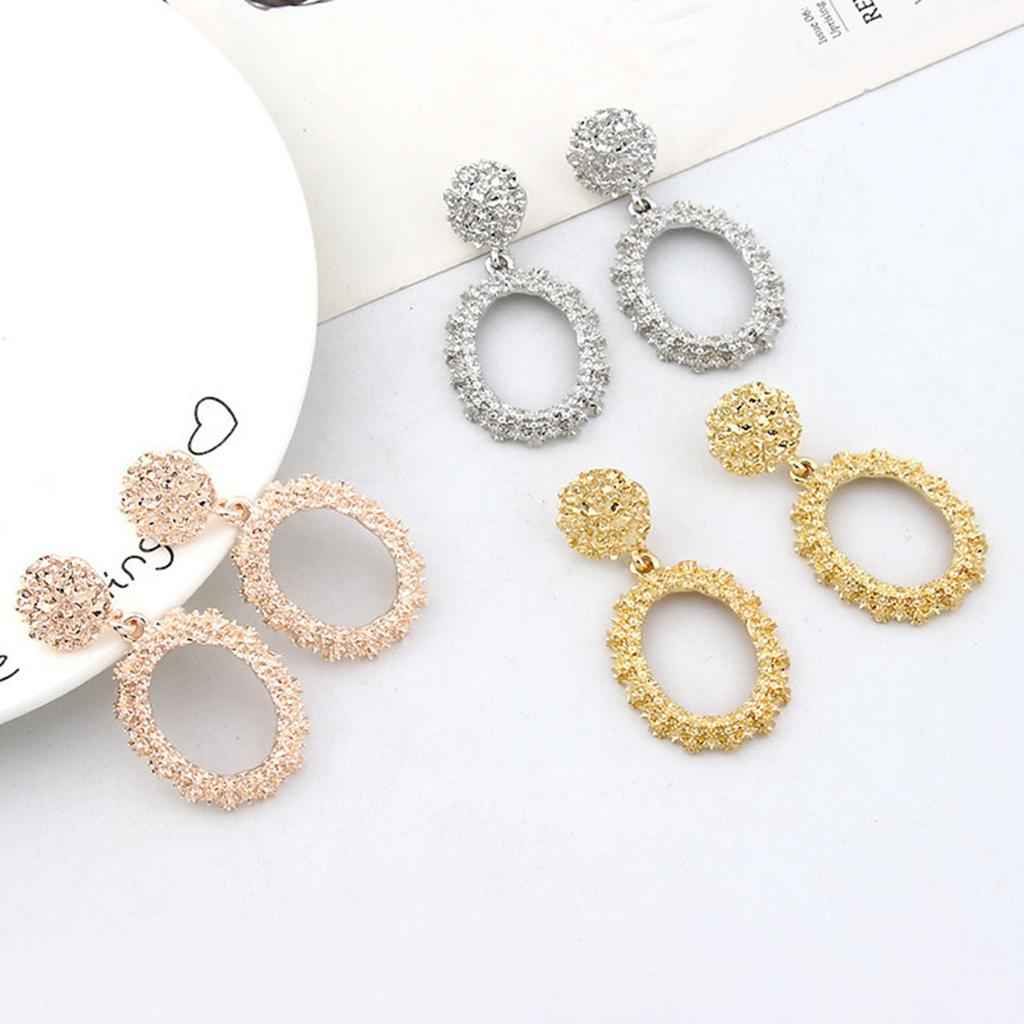 Dangle Earrings Women Fashion Oval Hoop Court Ear Drop Rose Gold