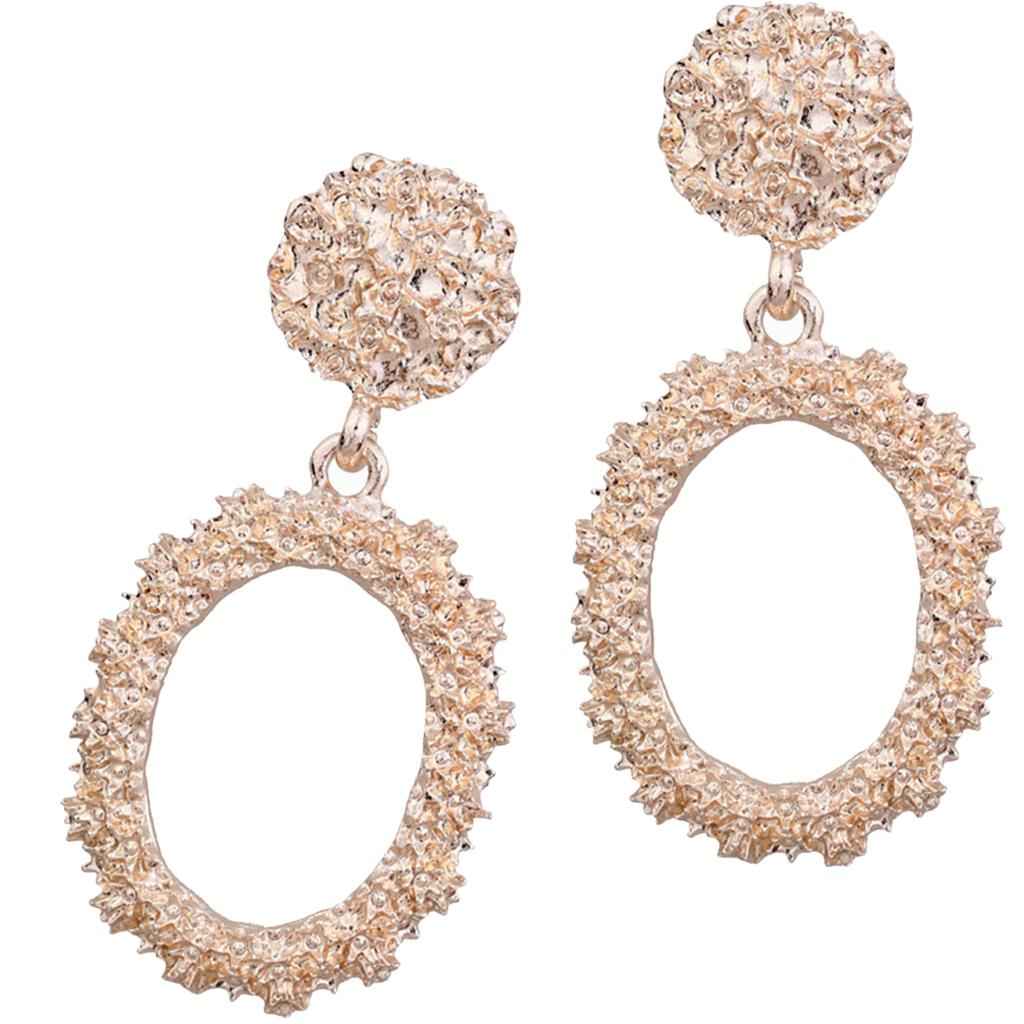 Dangle Earrings Women Fashion Oval Hoop Court Ear Drop Rose Gold