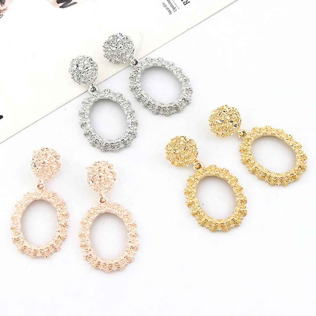 Dangle Earrings Women Fashion Oval Hoop Court Ear Drop Rose Gold