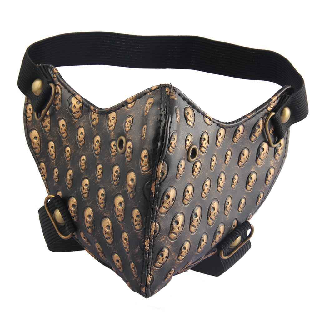 Punk Masquerade Mask Motocycle Anti Dust Mask Half Face Gothic Rivet Golden