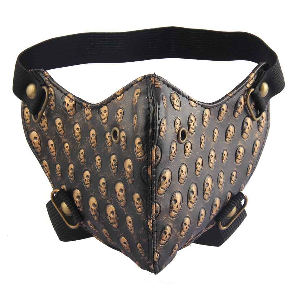 Punk Masquerade Mask Motocycle Anti Dust Mask Half Face Gothic Rivet Golden