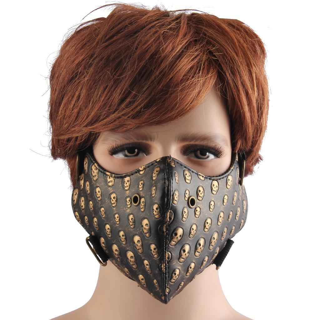 Punk Masquerade Mask Motocycle Anti Dust Mask Half Face Gothic Rivet Golden