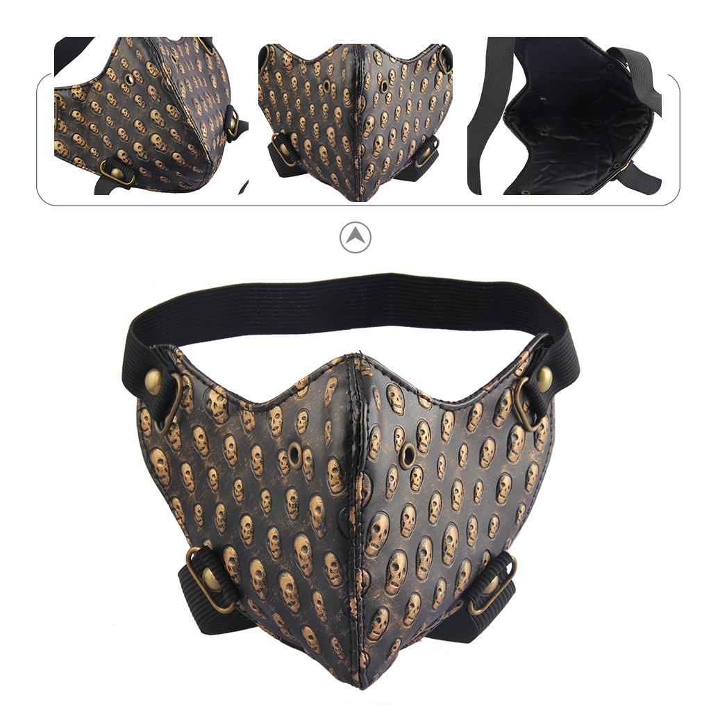 Punk Masquerade Mask Motocycle Anti Dust Mask Half Face Gothic Rivet Golden