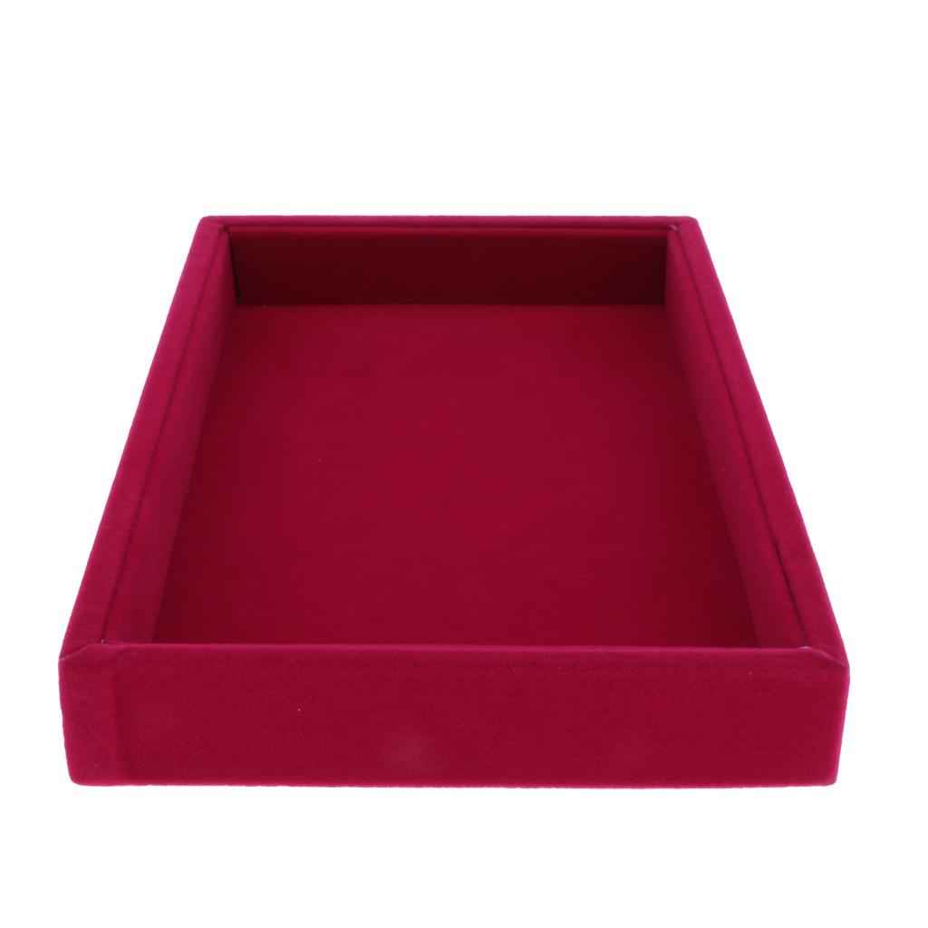 Elegant Velvet Stackable Jewelry Display Tray Necklace Organizer Rose Red