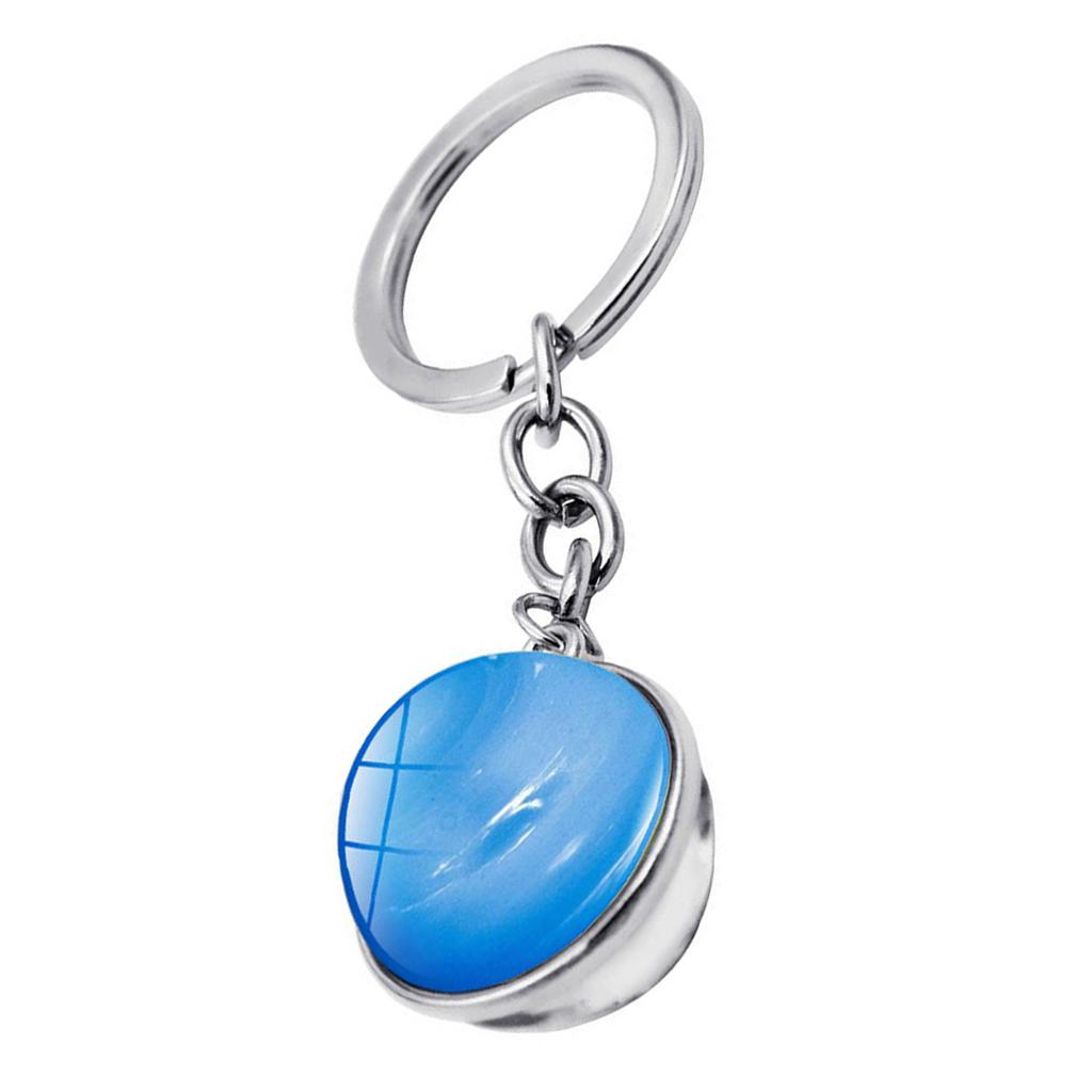 2xMetal Gem Cabochon Keychain Split Rings Fashion Keyring Key Chain Decors C