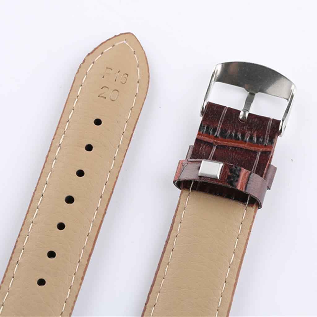 Alligator Grain Embossed Pattern Leather Watch Band Strap 20mm Brown