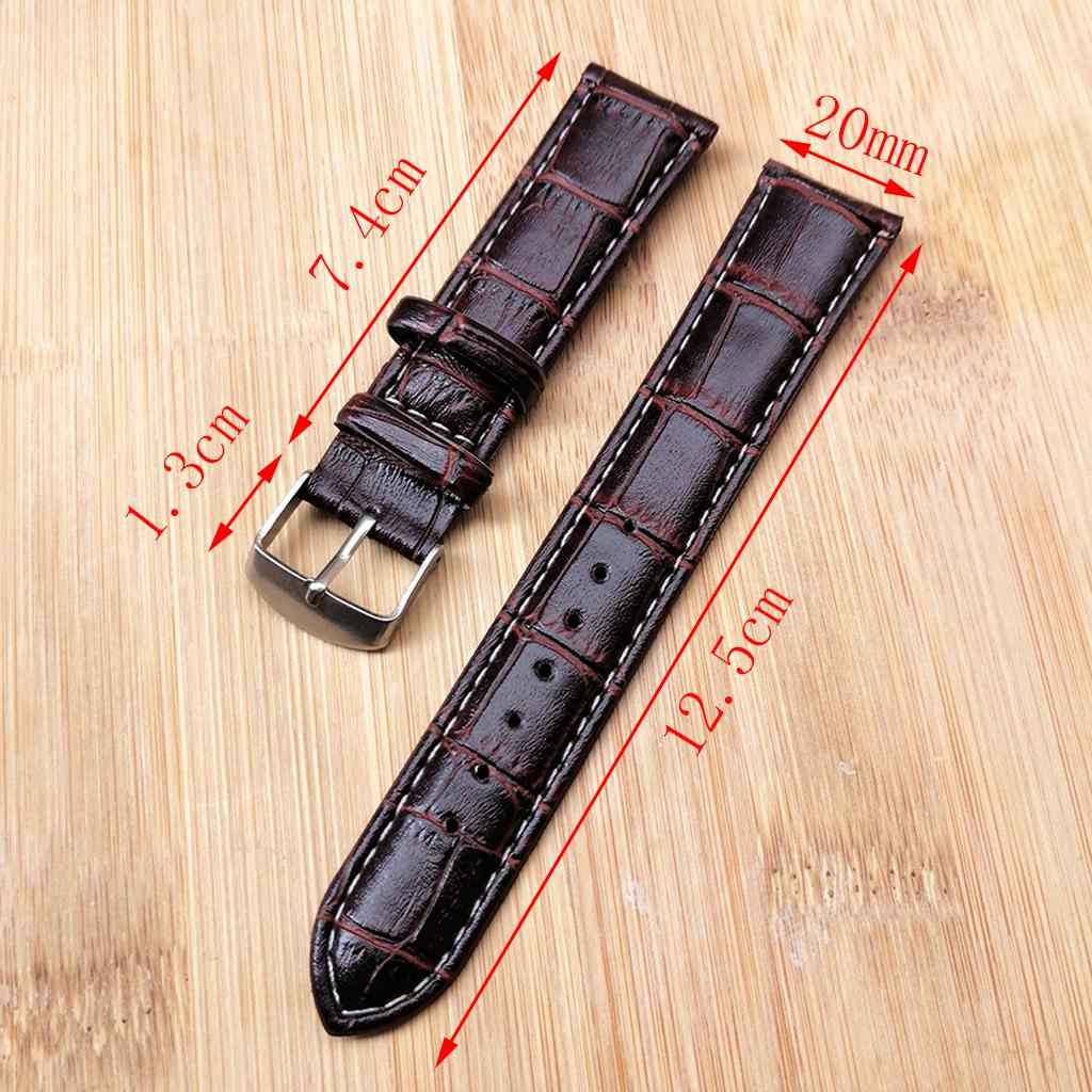 Alligator Grain Embossed Pattern Leather Watch Band Strap 20mm Brown