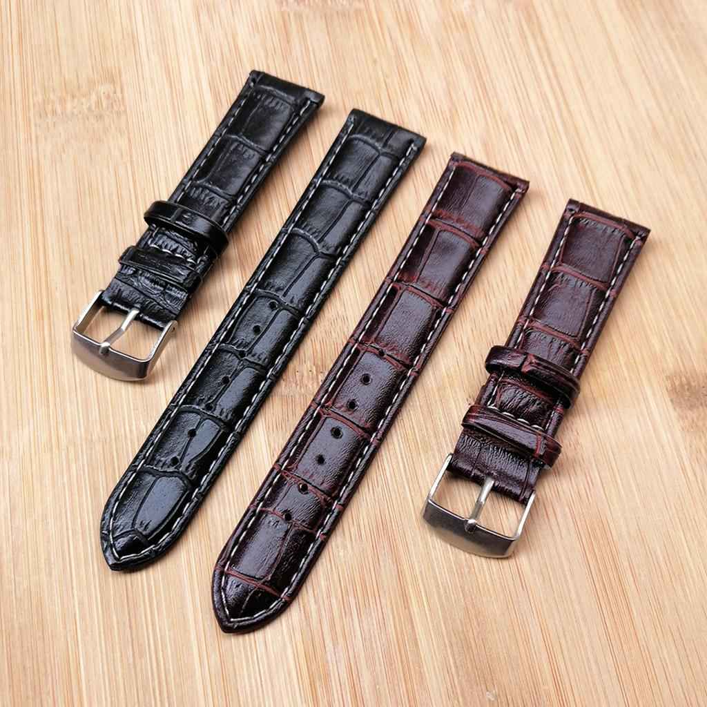 Alligator Grain Embossed Pattern Leather Watch Band Strap 20mm Brown