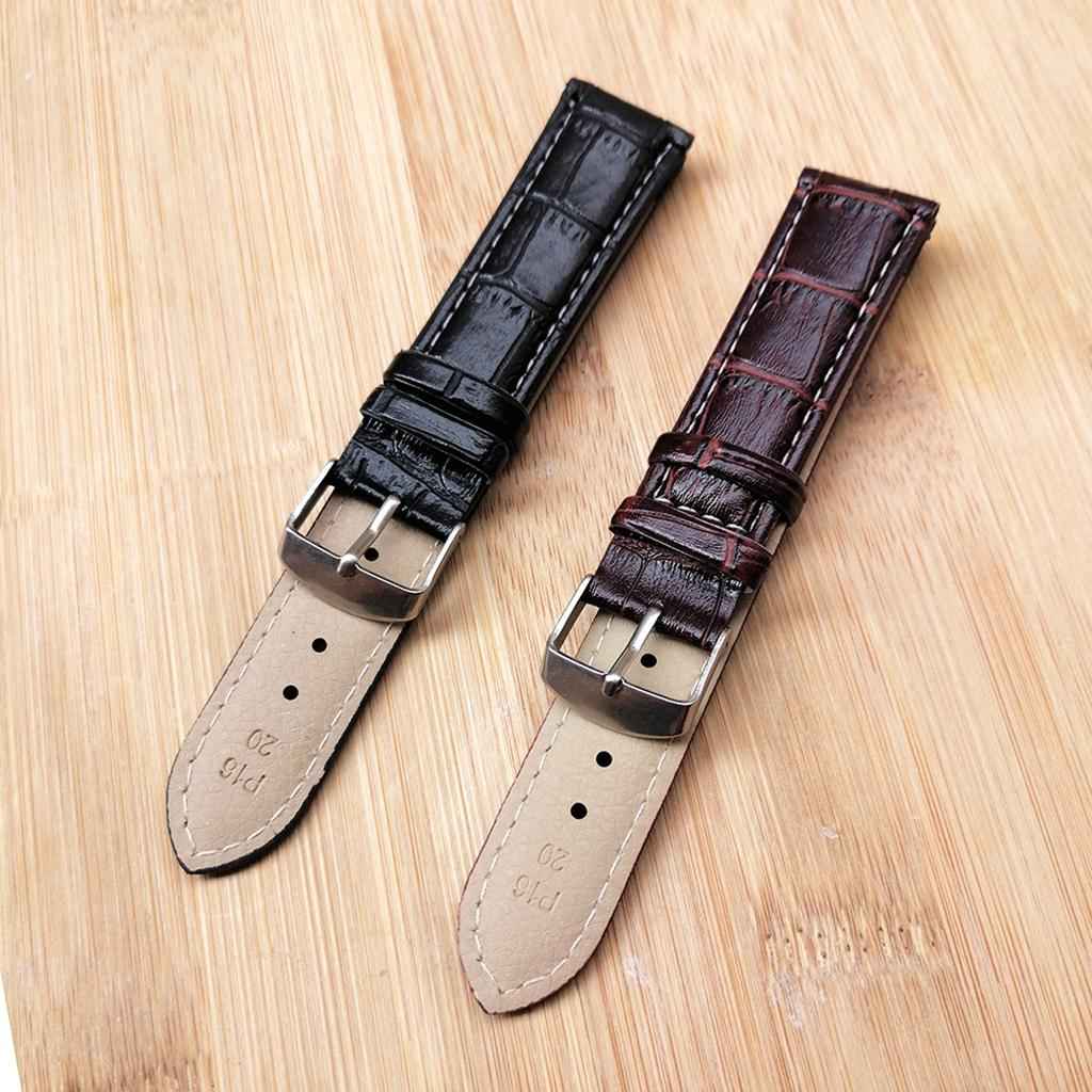 Alligator Grain Embossed Pattern Leather Watch Band Strap 20mm Brown