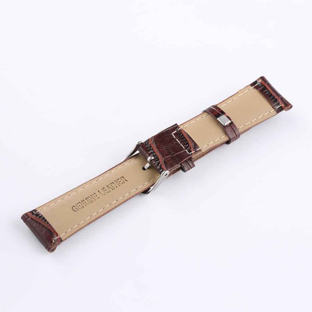 Alligator Grain Embossed Pattern Leather Watch Band Strap 20mm Brown