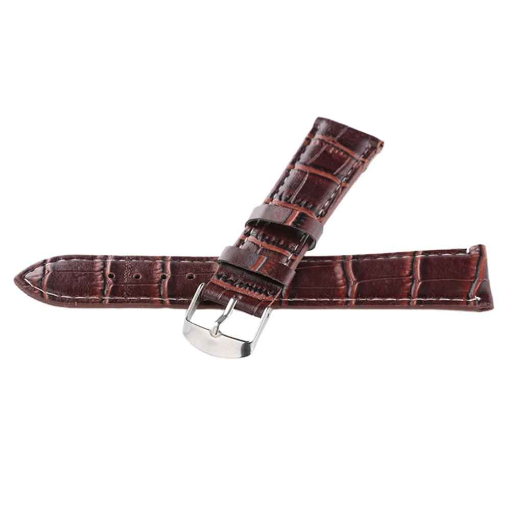 Alligator Grain Embossed Pattern Leather Watch Band Strap 20mm Brown