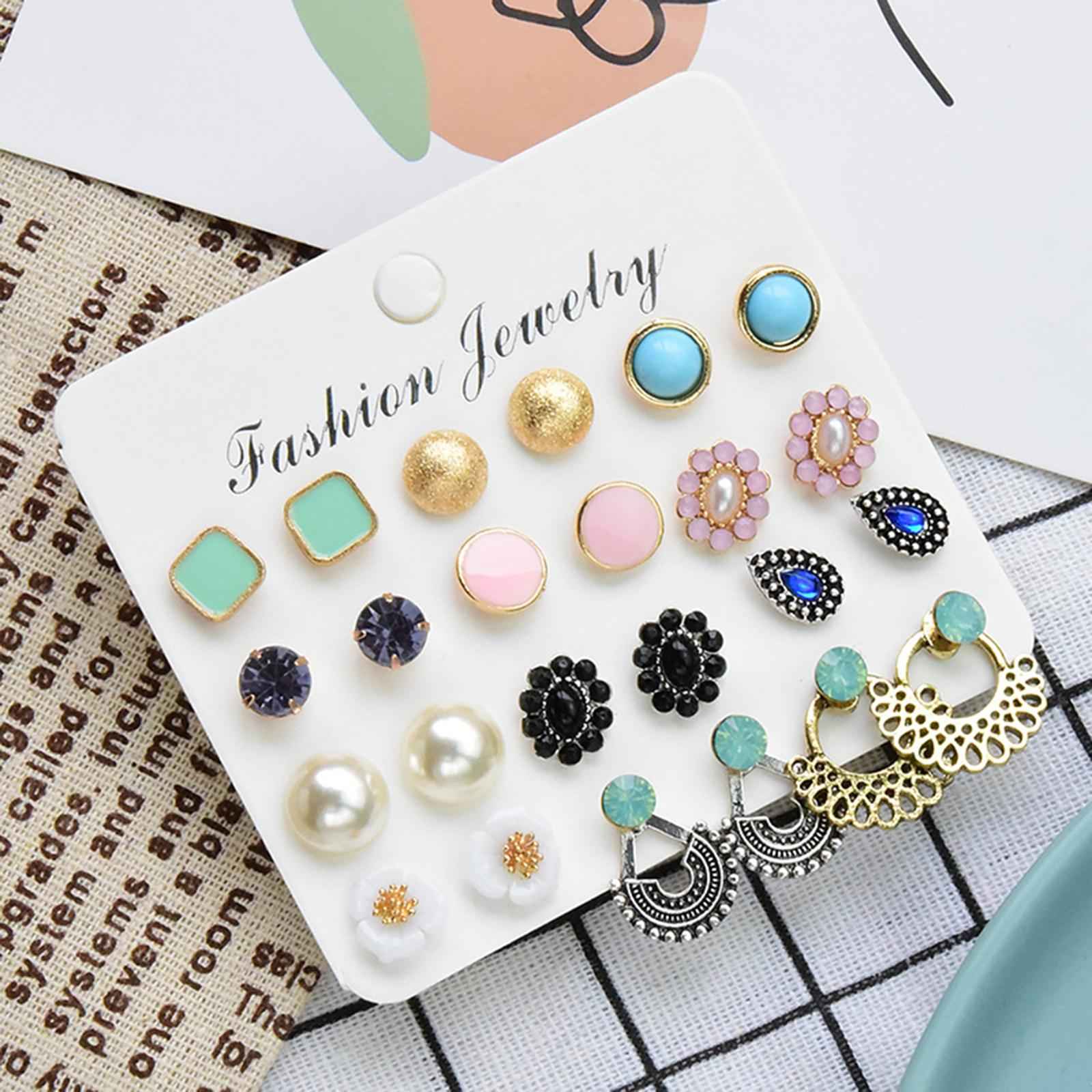 12 Pairs Hoop Earrings Set for Girls Jewel Non Piercing Accessories