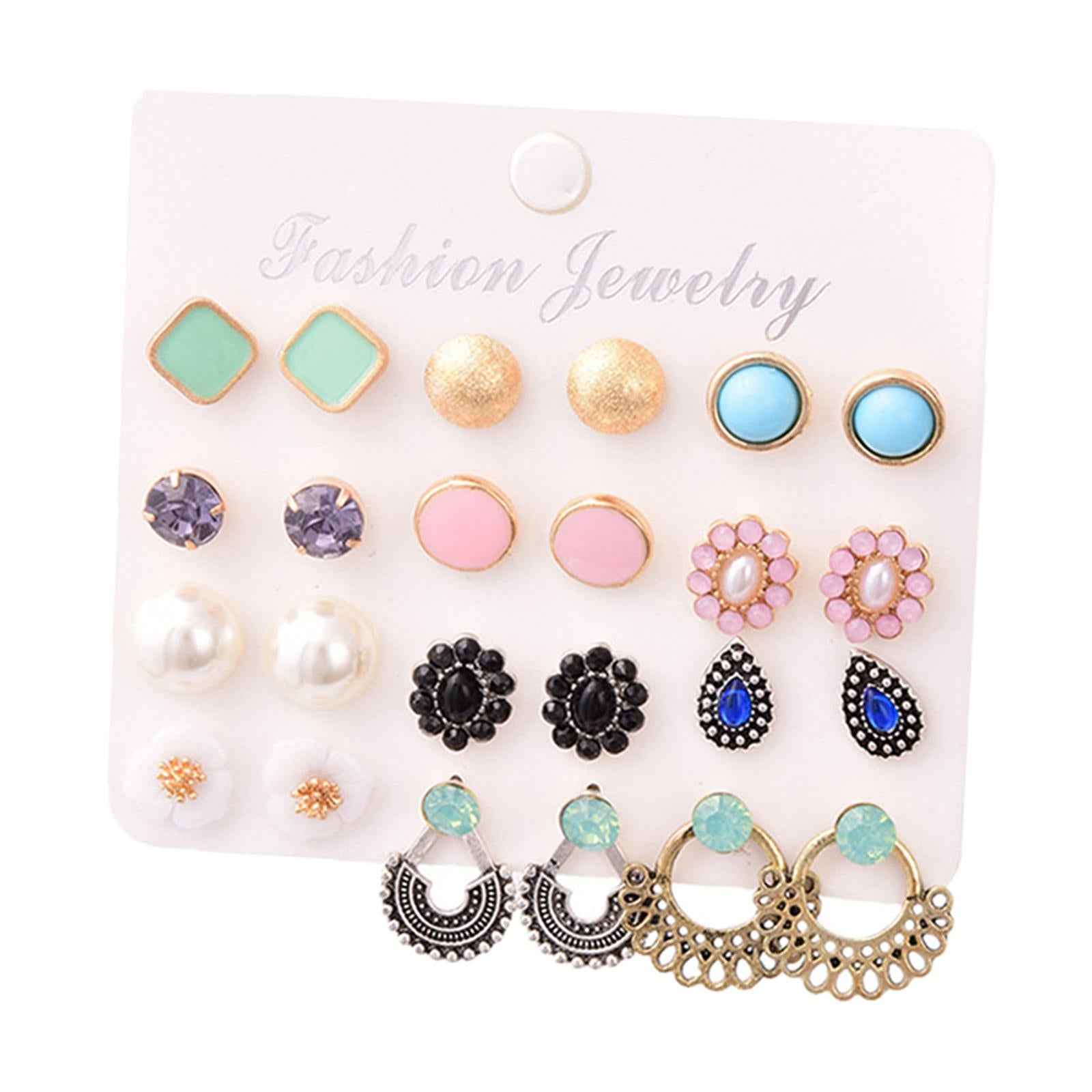 12 Pairs Hoop Earrings Set for Girls Jewel Non Piercing Accessories