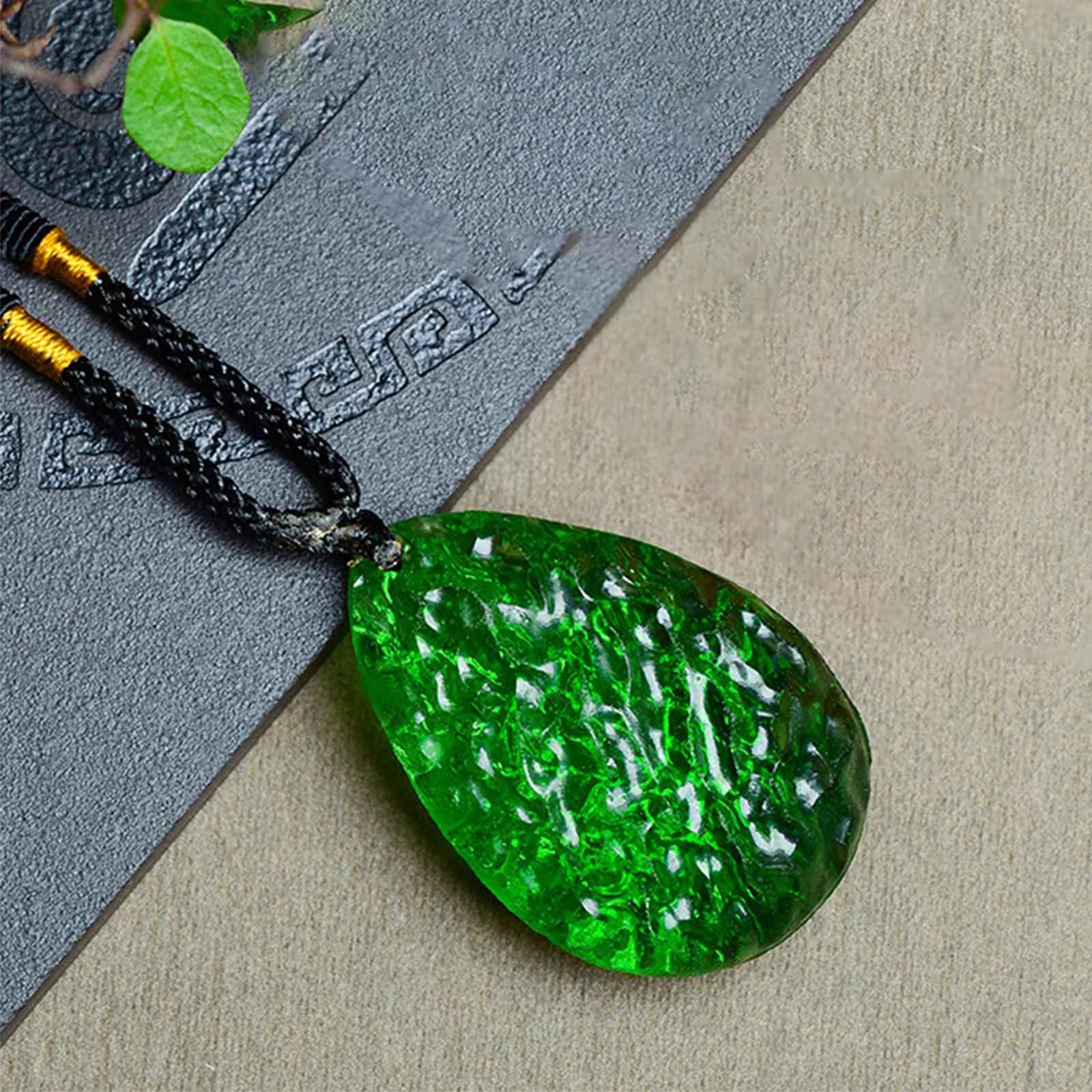 Pendant Gifts Natural Moldavite Necklace Crystal Aerolites Stone for Boys Green
