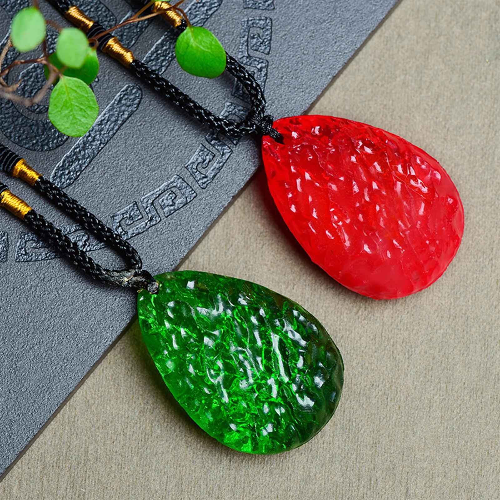 Pendant Gifts Natural Moldavite Necklace Crystal Aerolites Stone for Boys Green