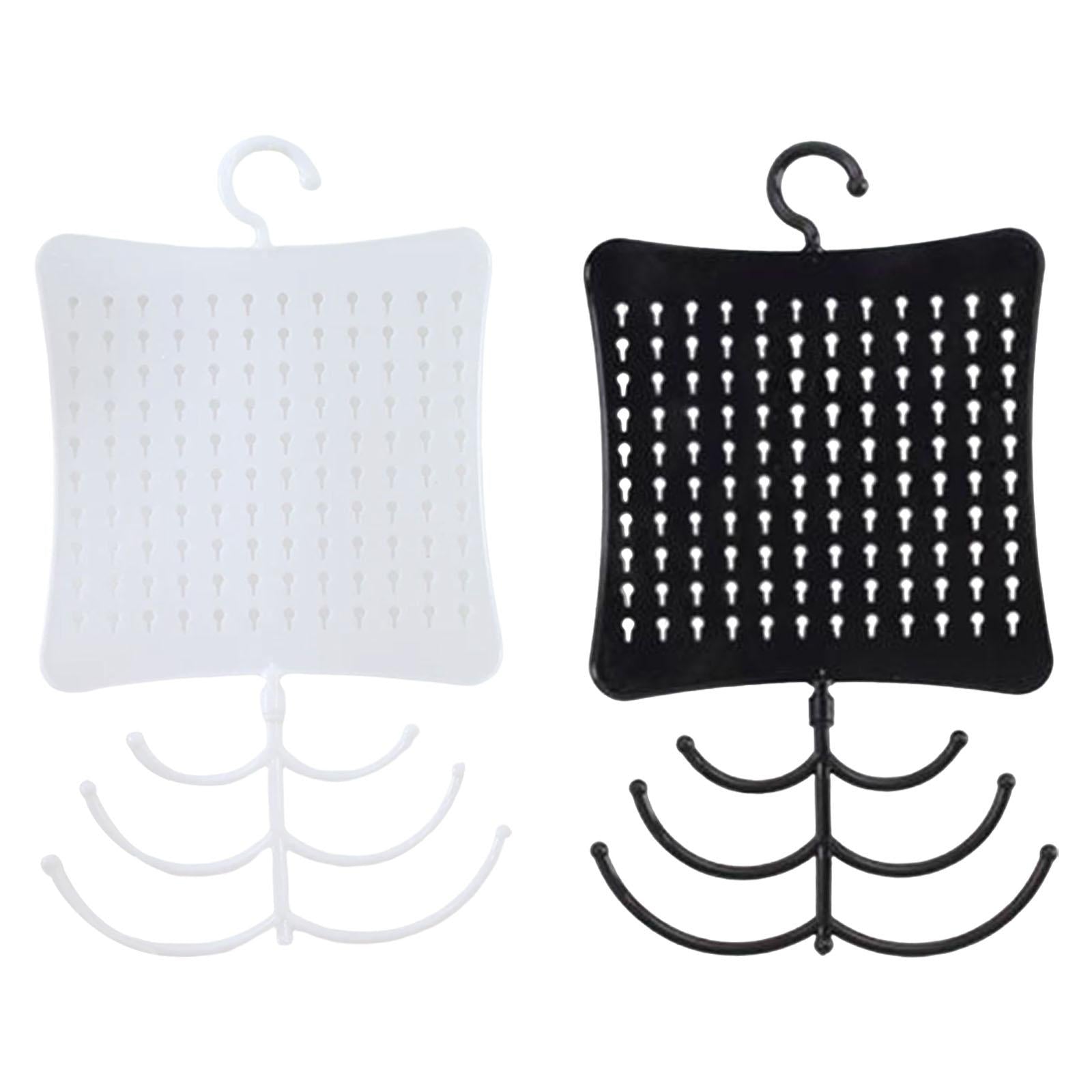 2xJewelry Wall Storage Necklace Earring Holder with Hanging Hooks Black
