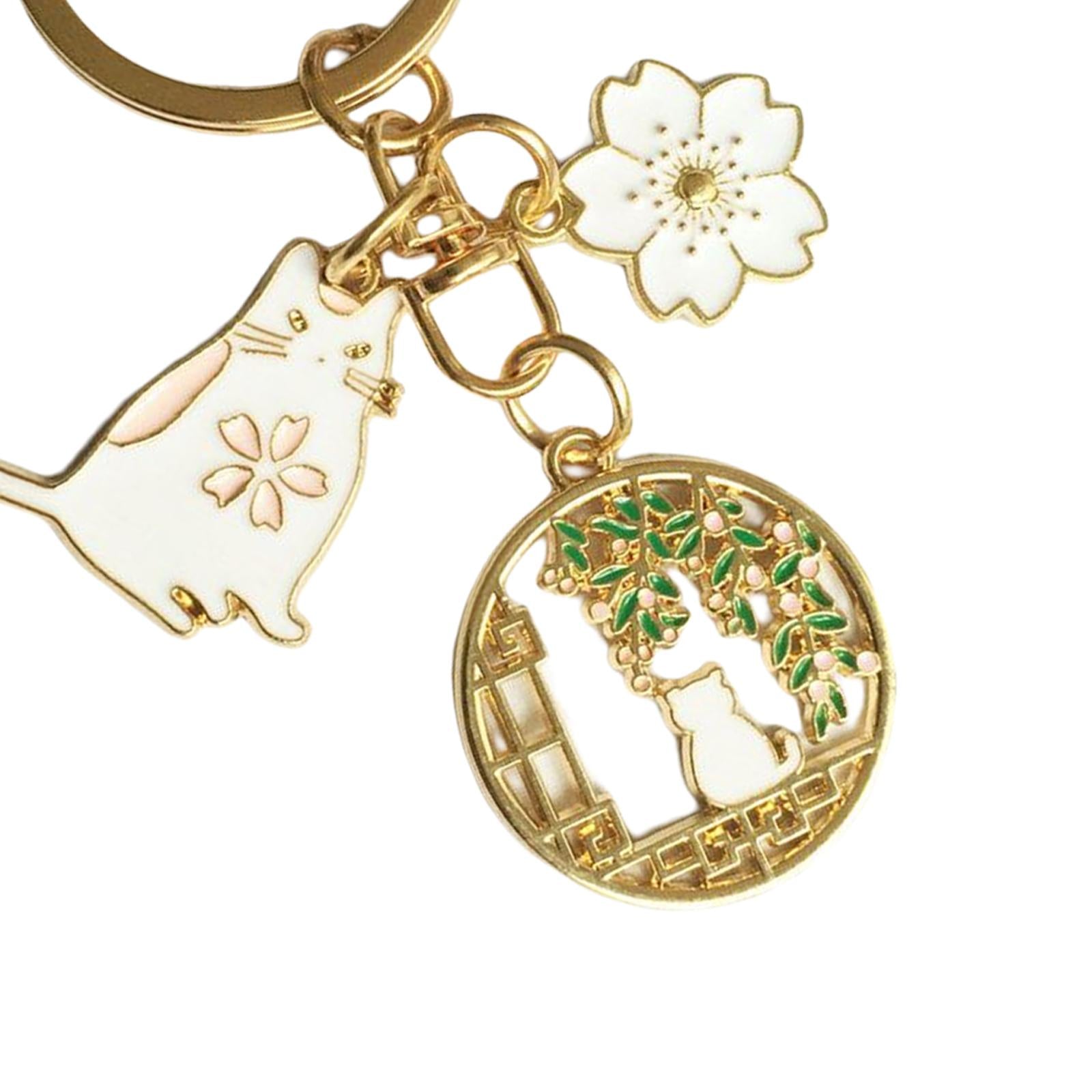 4xCute Animal Keychain Flower Pendant Creative for Car key Purse Wallet