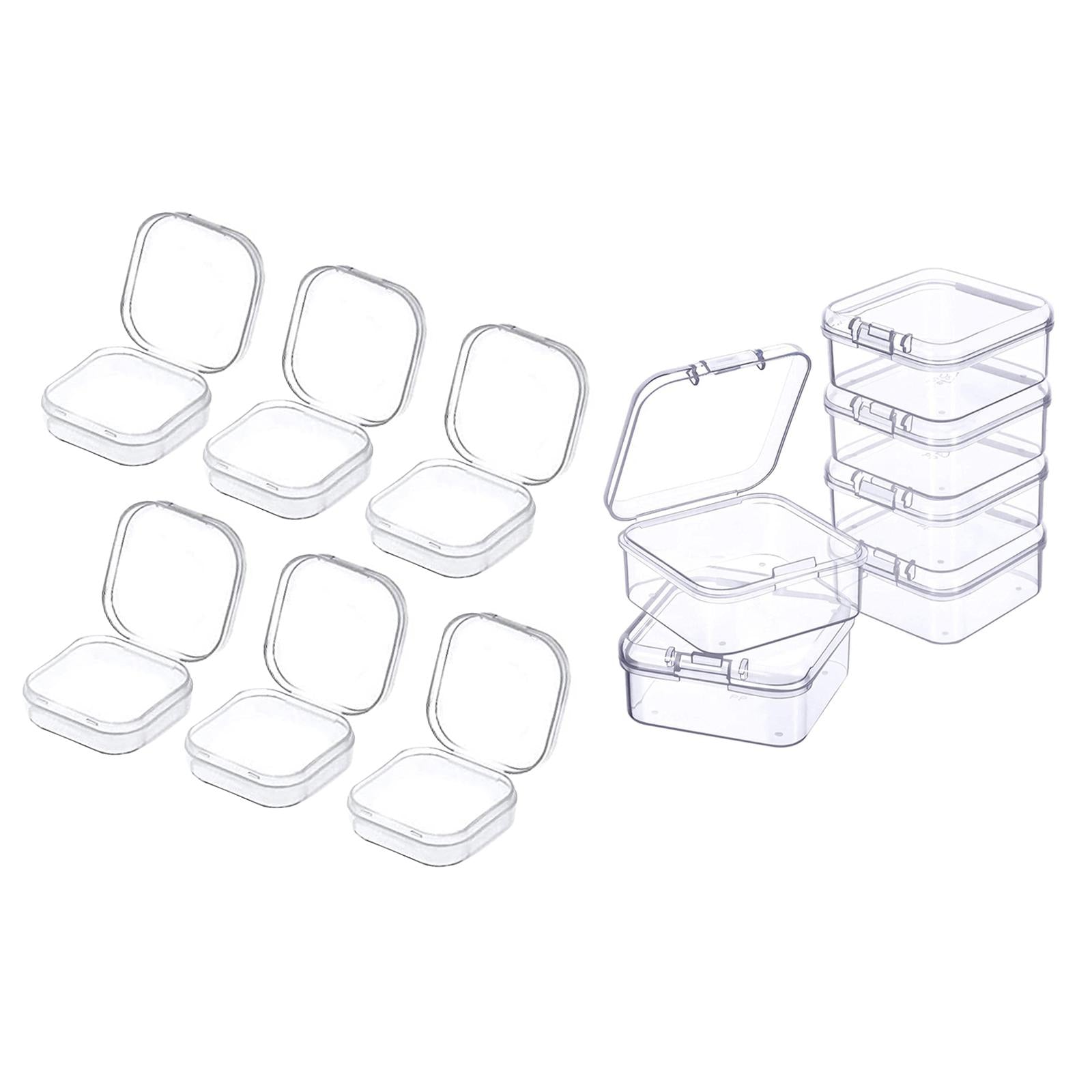 3x6x Mini Jewelry Storage Box Transparent Square with Lid for Earplugs Crafts S