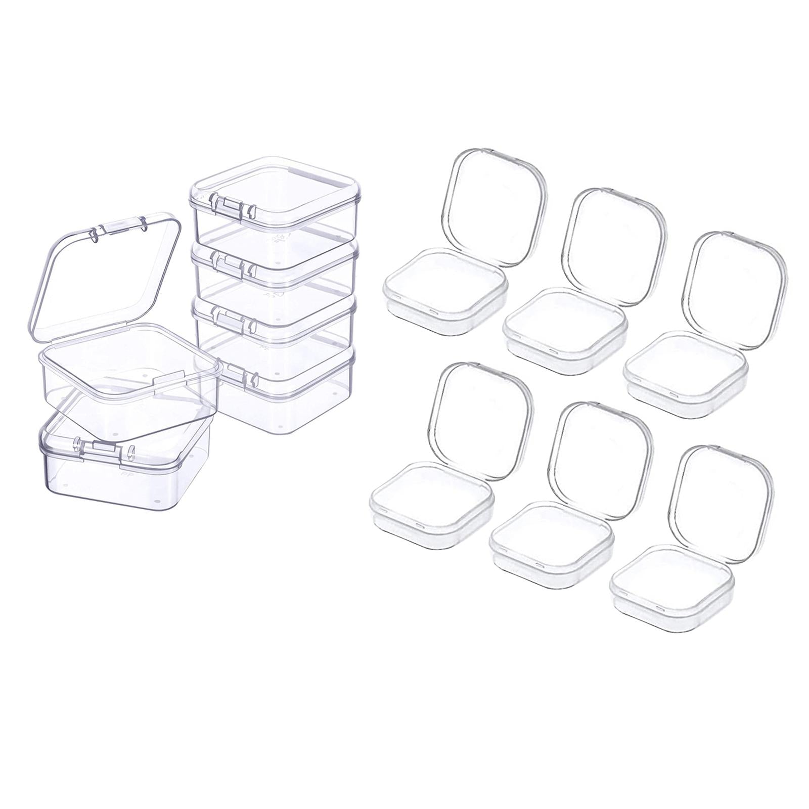 2x6x Mini Jewelry Storage Box Transparent Square with Lid for Earplugs Crafts S