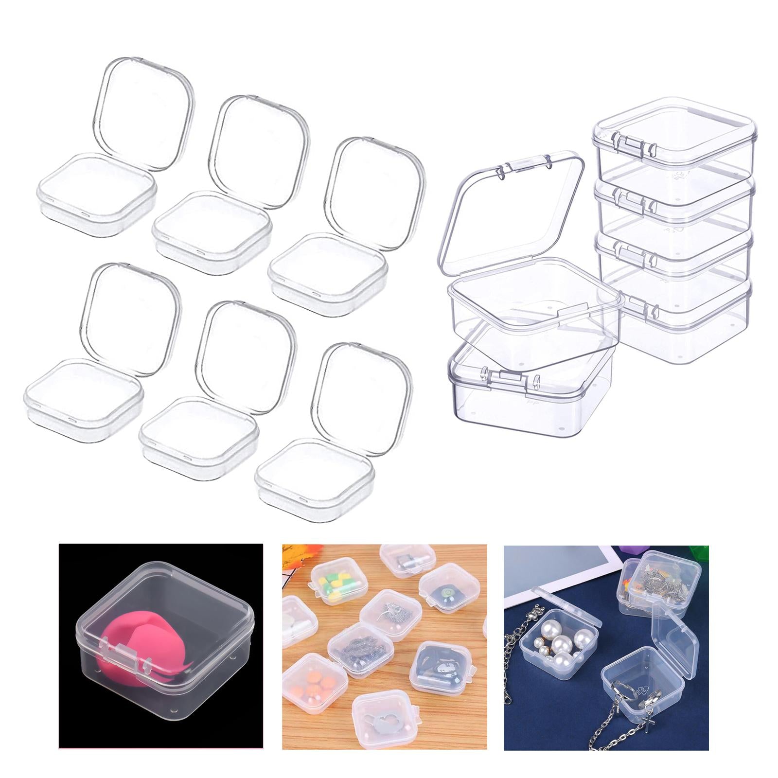 4x6x Mini Jewelry Storage Box Transparent Square with Lid for Earplugs Crafts S