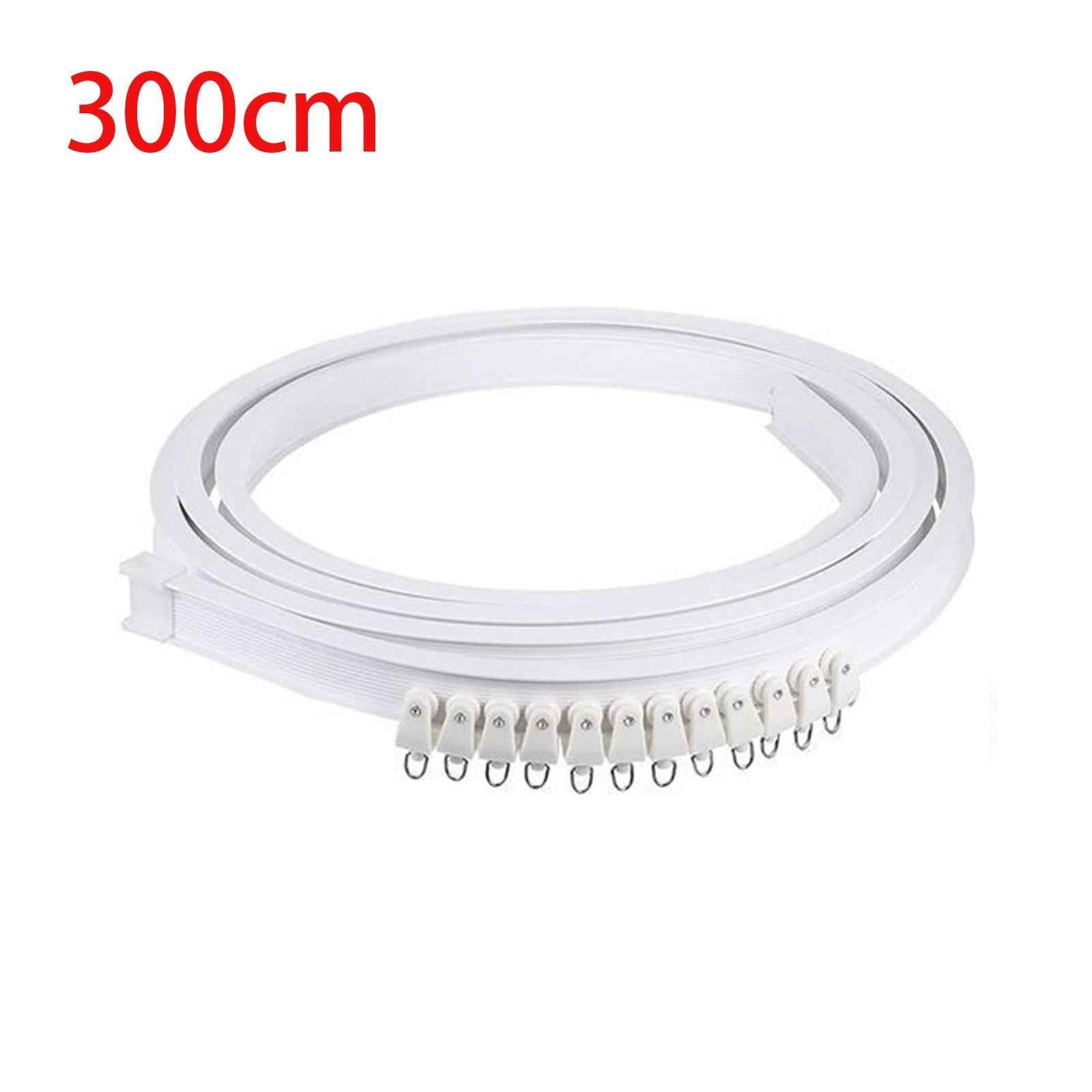 Curved Curtain Track Rail Set Rollers Hooks for Balcony Bedroom RV Curtains 300cm