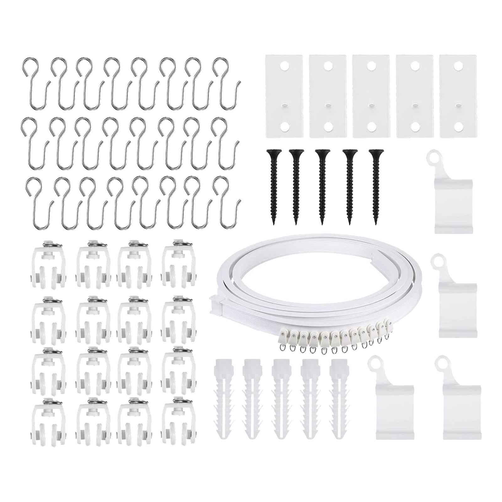 Curved Curtain Track Rail Set Rollers Hooks for Balcony Bedroom RV Curtains 300cm