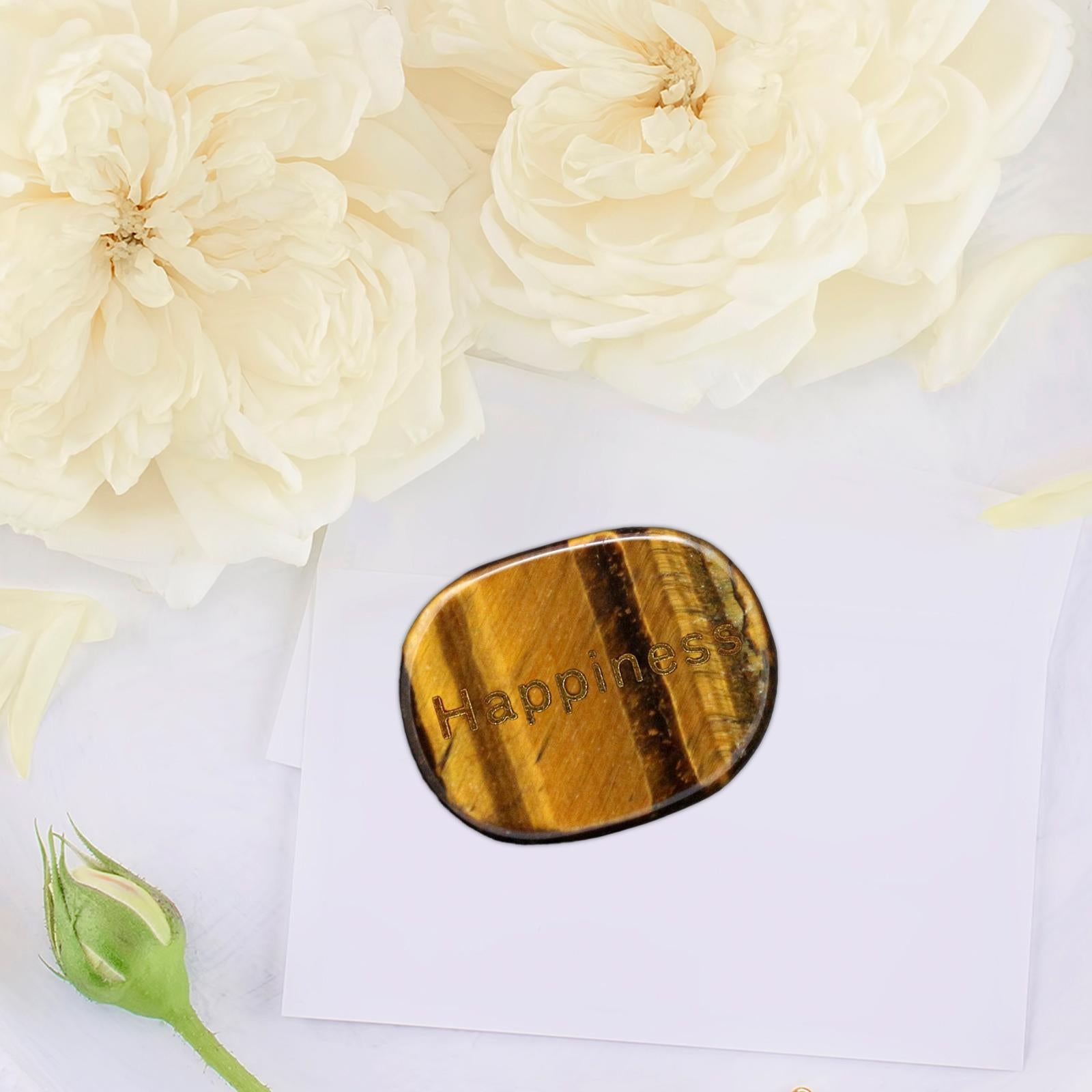 4xHappiness Engraved Stone Engraved Rock for Bookshelf Living Room Anniversary Yellow