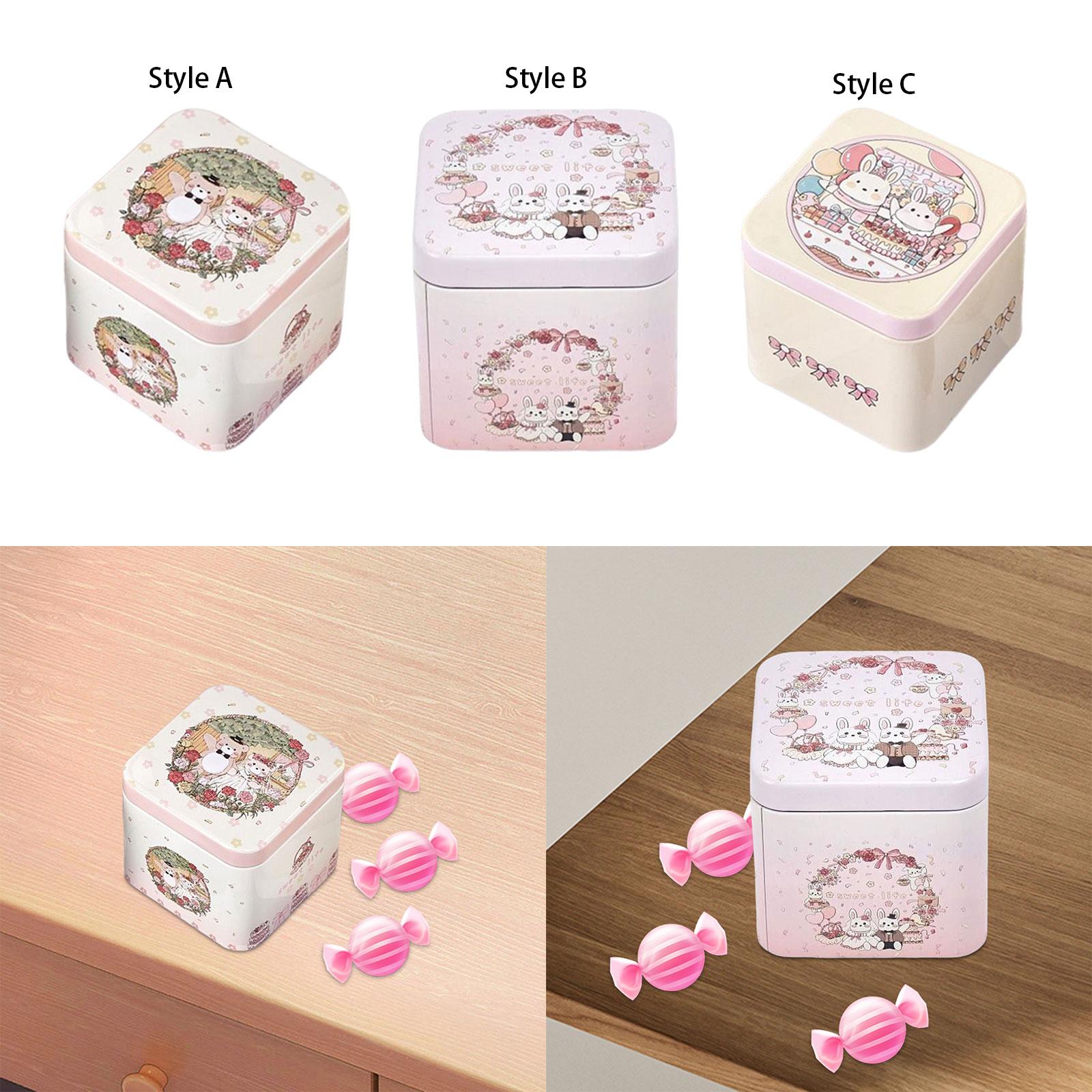 4xSquare Candy Tins with Lid Food Storage Box for Dry Tea Storage DIY Projects Style A