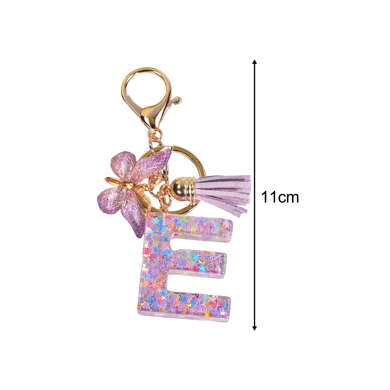 4xResin Keychain Ornaments Girls Women Gifts English Alphabet Keyring Keychain E