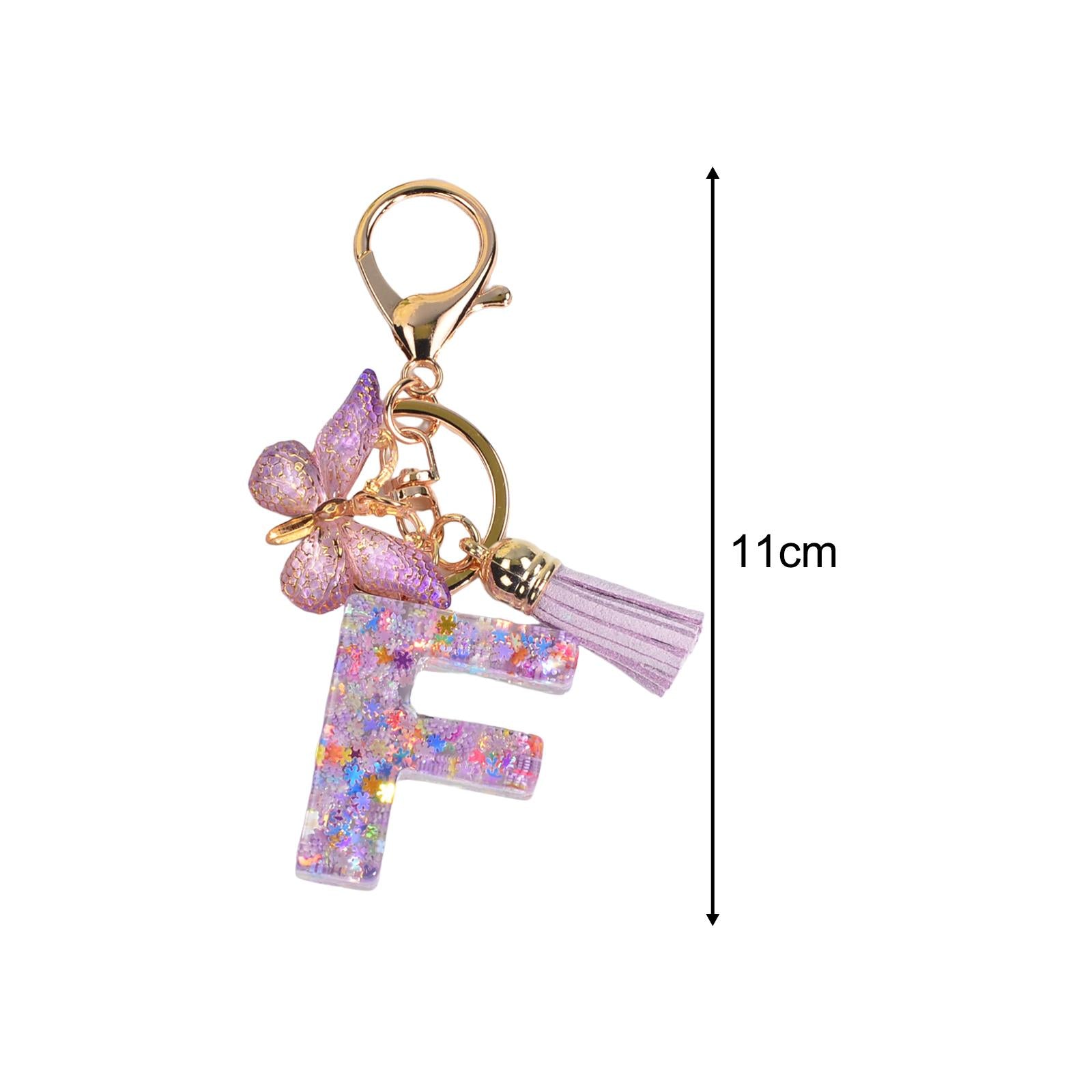 4xResin Keychain Ornaments Girls Women Gifts English Alphabet Keyring Keychain F