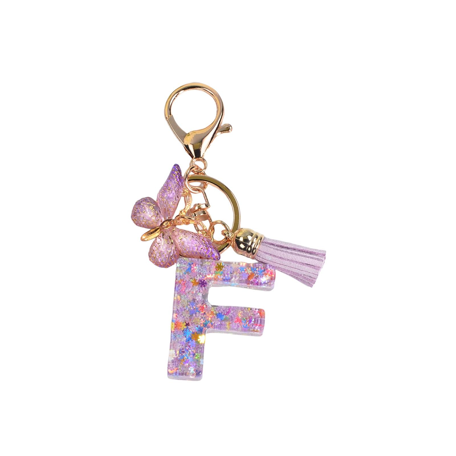3xResin Keychain Ornaments Girls Women Gifts English Alphabet Keyring Keychain F