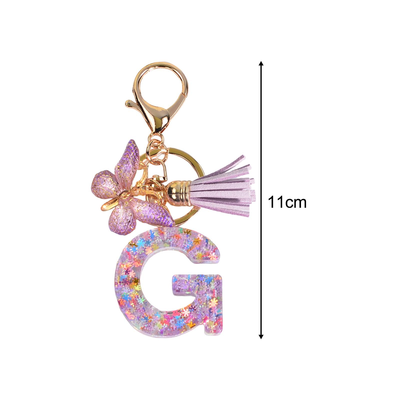 4xResin Keychain Ornaments Girls Women Gifts English Alphabet Keyring Keychain G