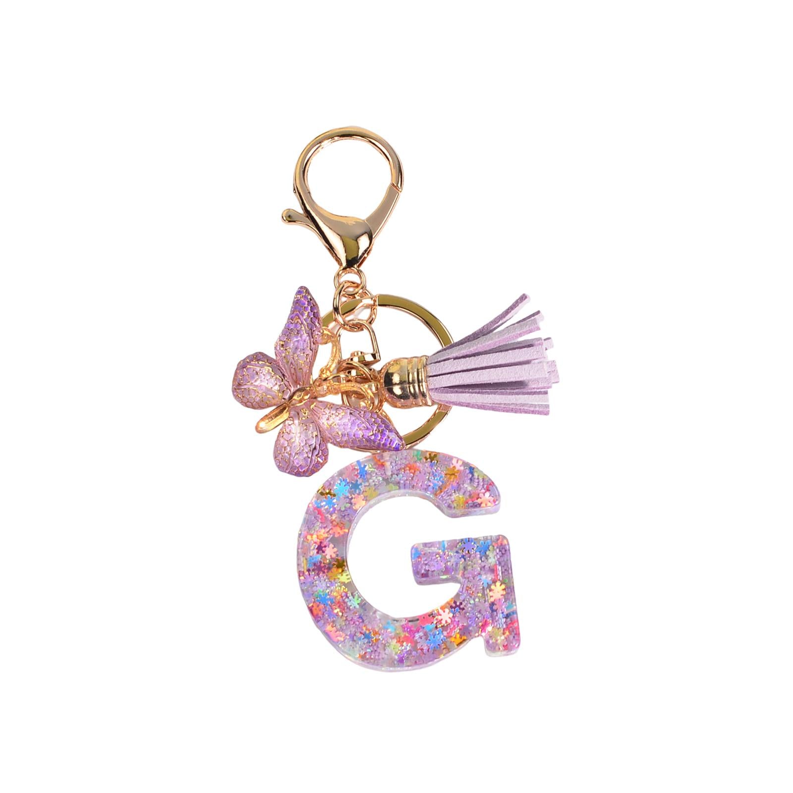 3xResin Keychain Ornaments Girls Women Gifts English Alphabet Keyring Keychain G
