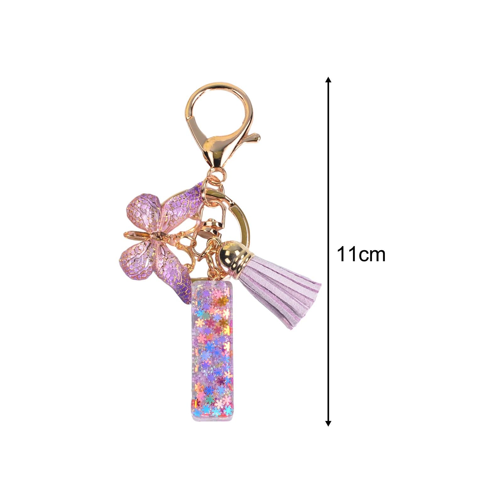 4xResin Keychain Ornaments Girls Women Gifts English Alphabet Keyring Keychain I