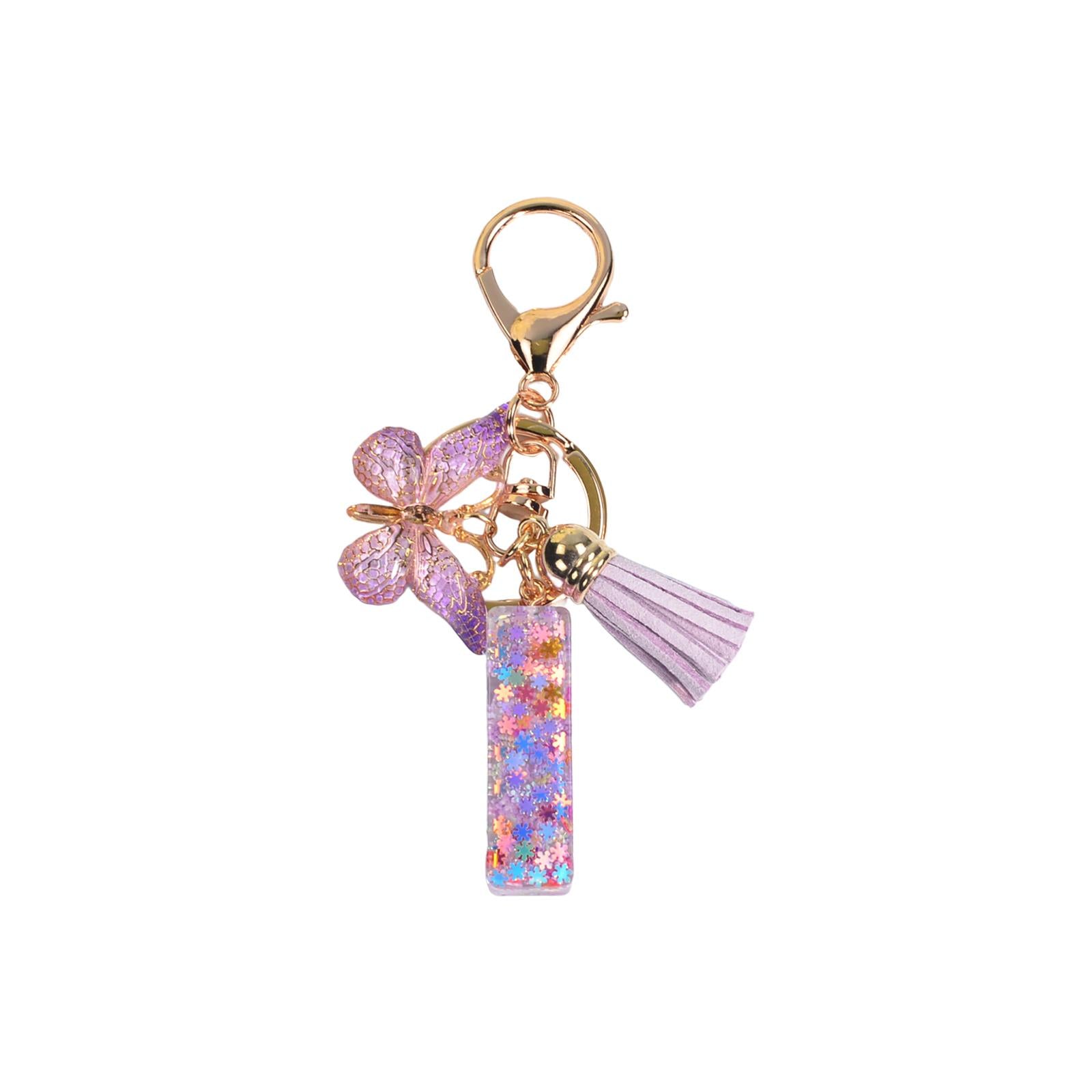4xResin Keychain Ornaments Girls Women Gifts English Alphabet Keyring Keychain I