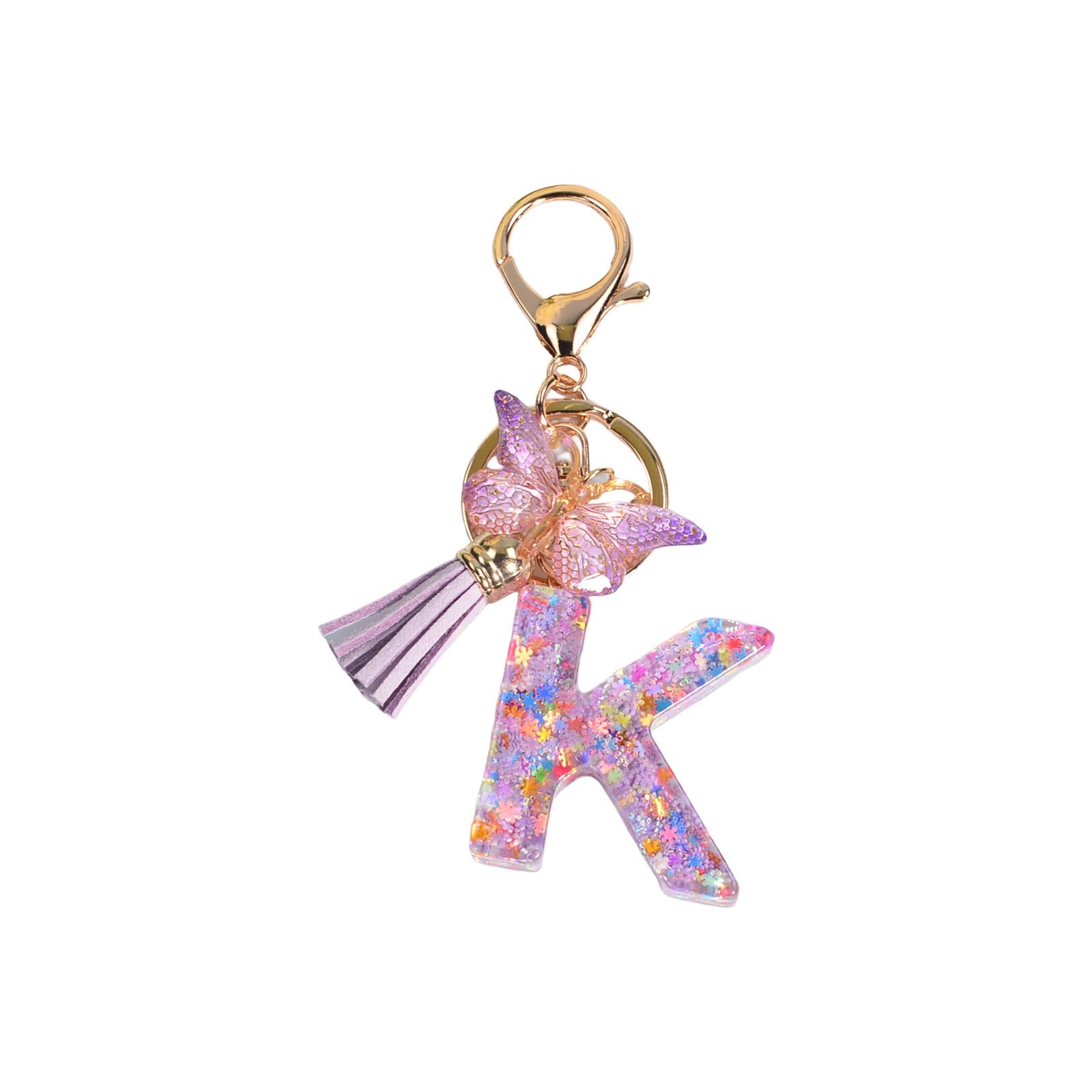 3xResin Keychain Ornaments Girls Women Gifts English Alphabet Keyring Keychain K