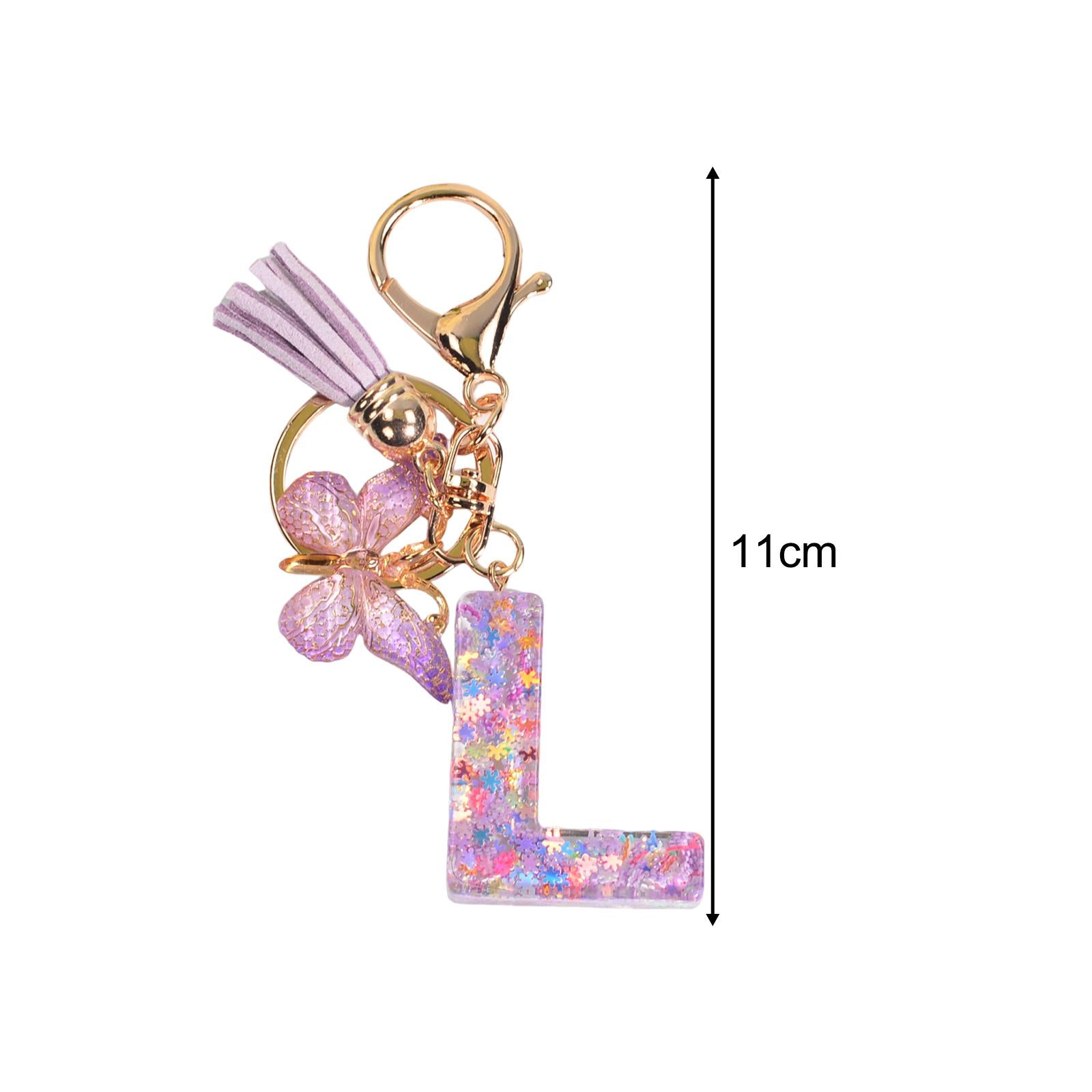 2xResin Keychain Ornaments Girls Women Gifts English Alphabet Keyring Keychain L