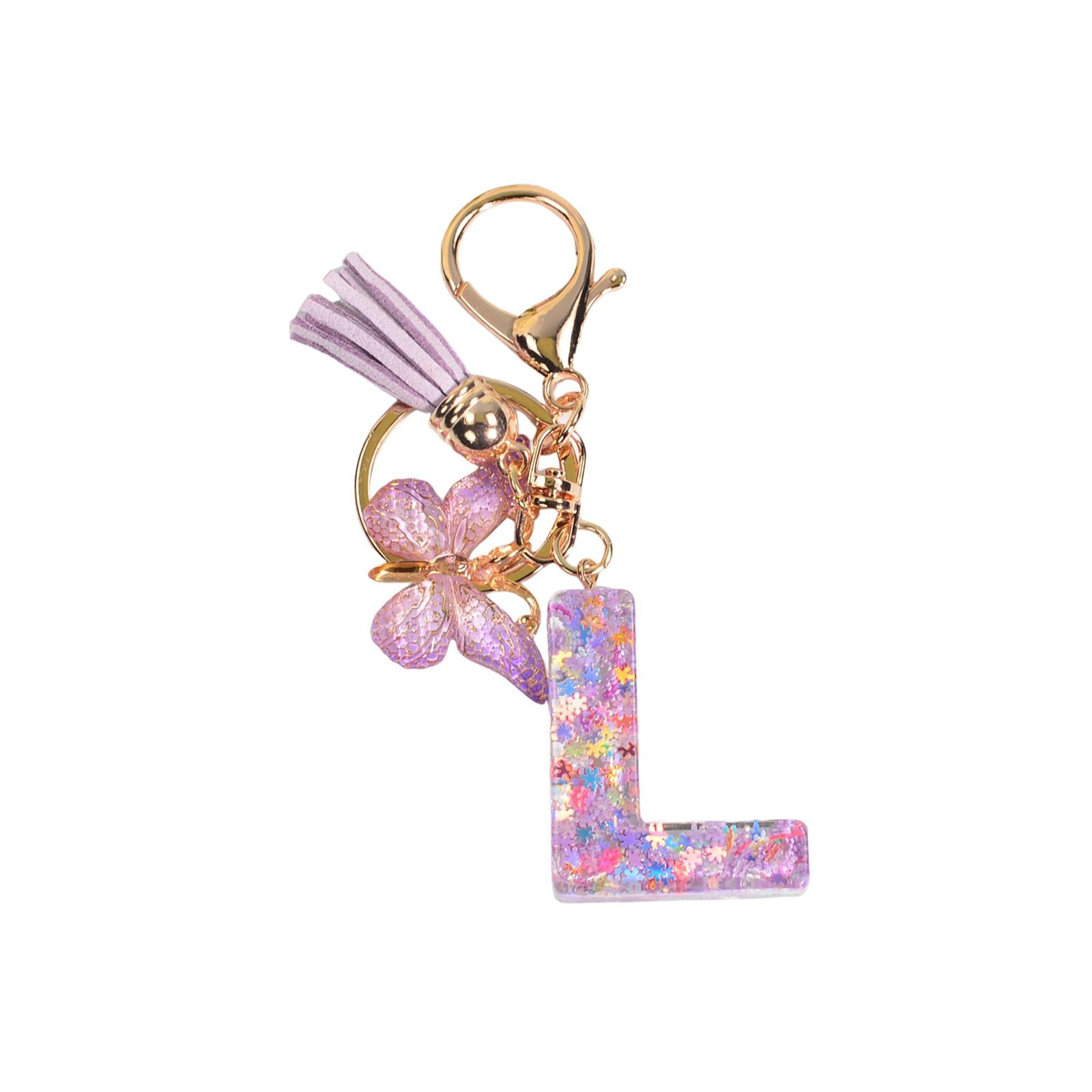 3xResin Keychain Ornaments Girls Women Gifts English Alphabet Keyring Keychain L